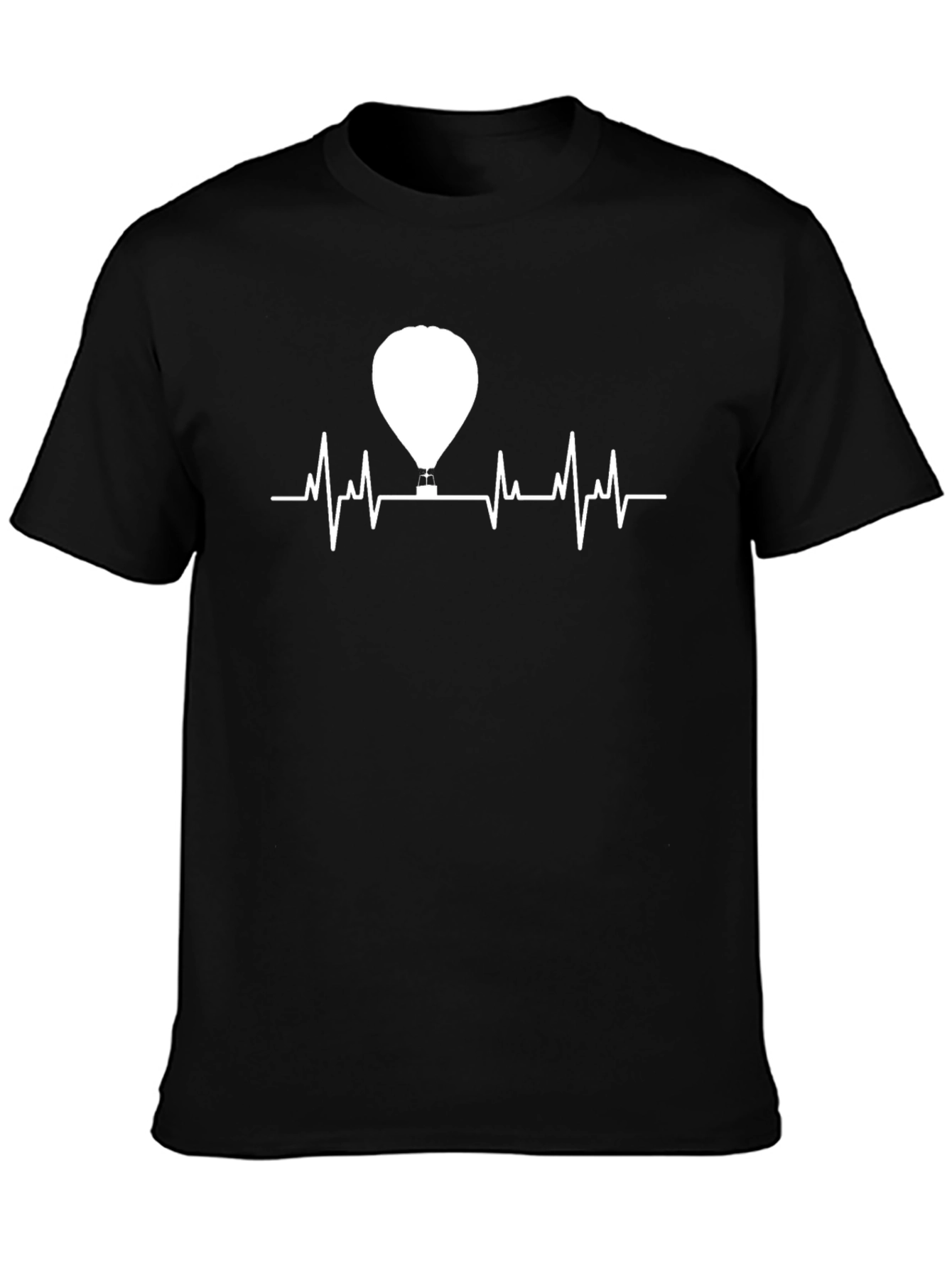 Hot Air Balloon Heartbeat T-Shirt - Mens Black Tee
