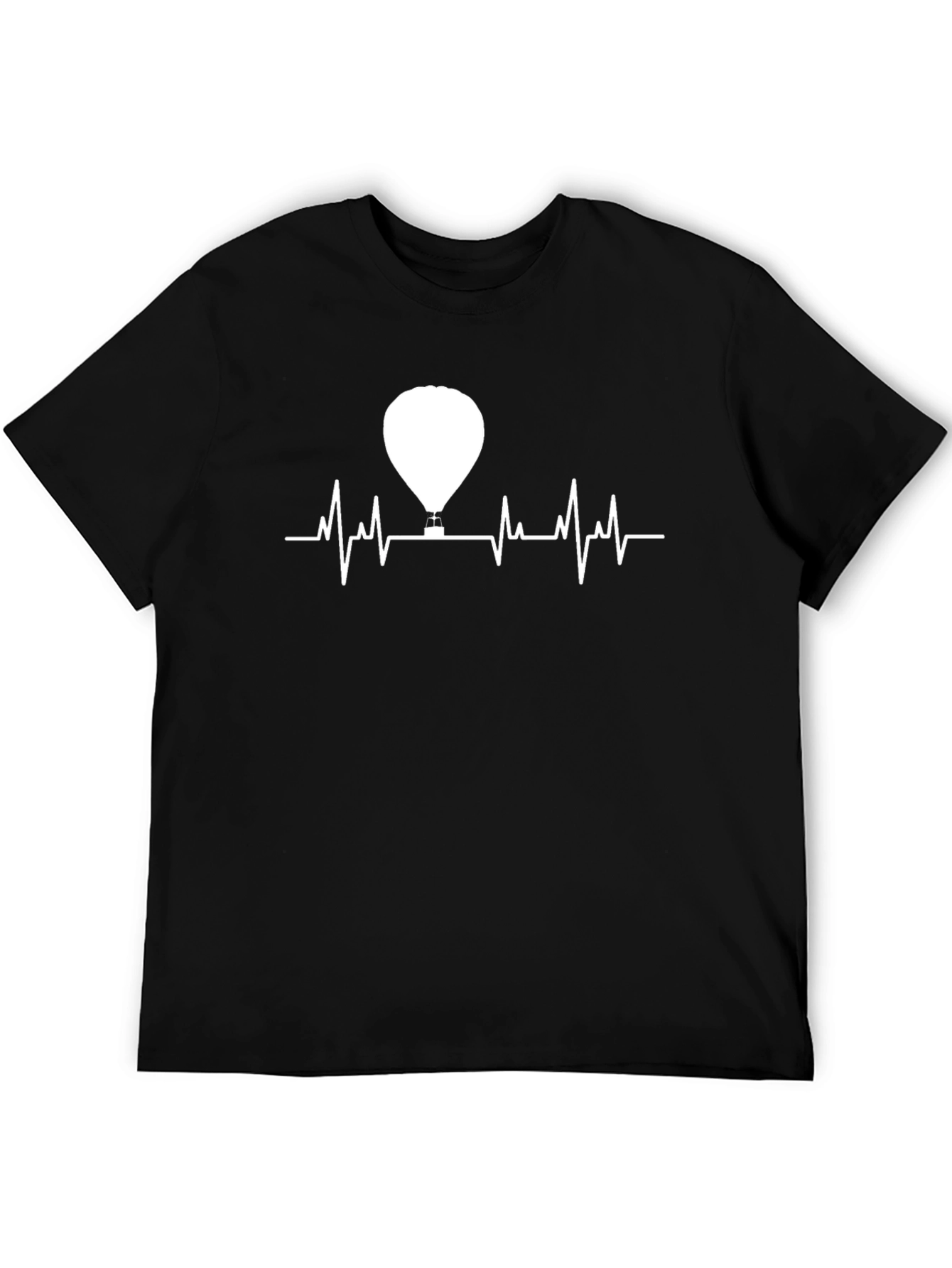 Hot Air Balloon Heartbeat T-Shirt - Mens Black Tee