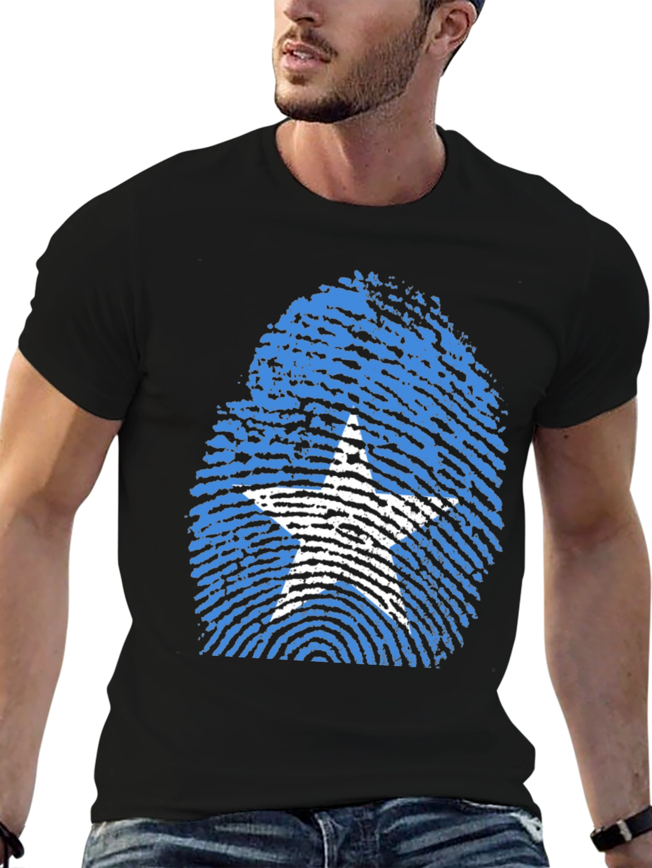 Somalia Flag Fingerprint T-Shirt