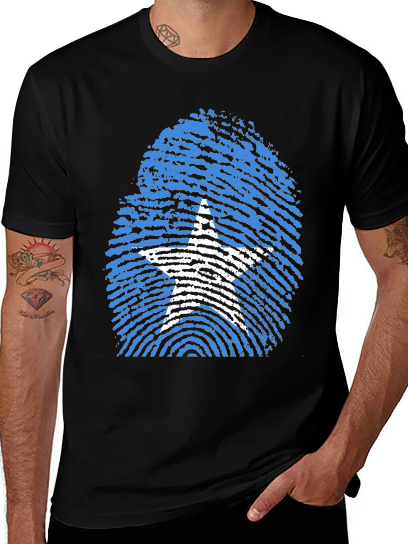 Somalia Flag Fingerprint T-Shirt