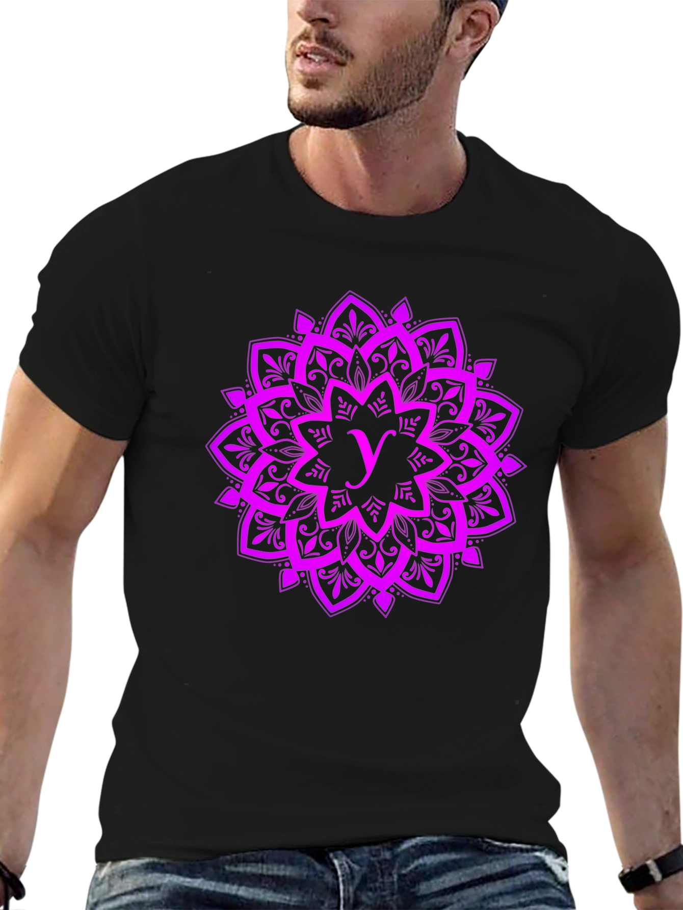 Purple Mandala Graphic Tee - Stylish Cotton Shirt