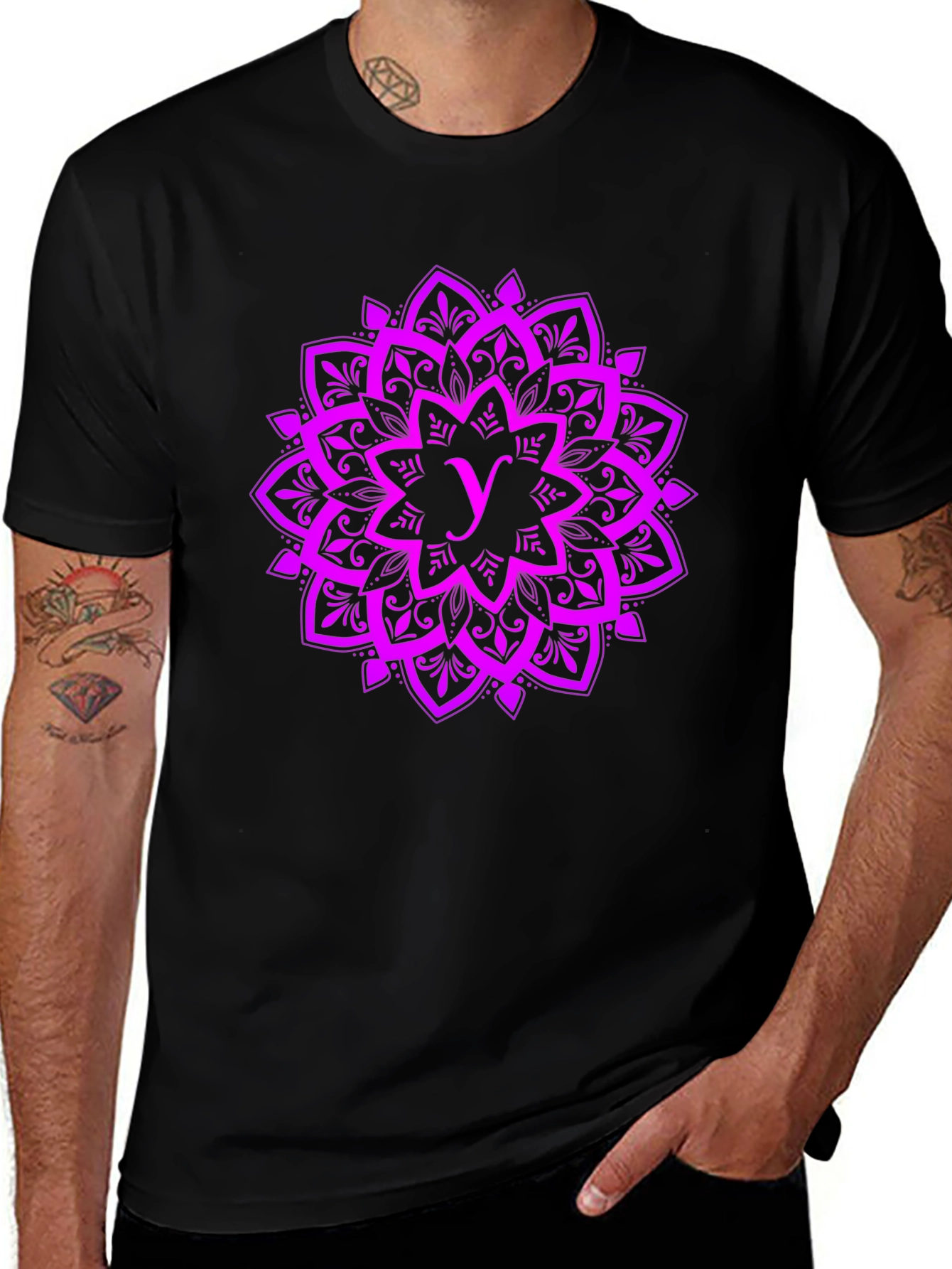 Purple Mandala Graphic Tee - Stylish Cotton Shirt
