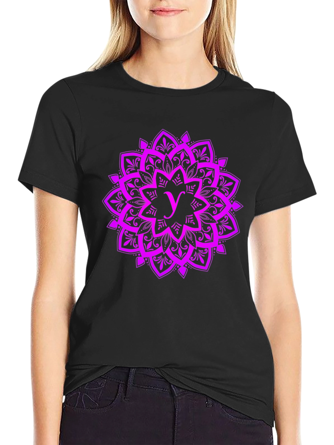Purple Mandala Graphic Tee - Stylish Cotton Shirt