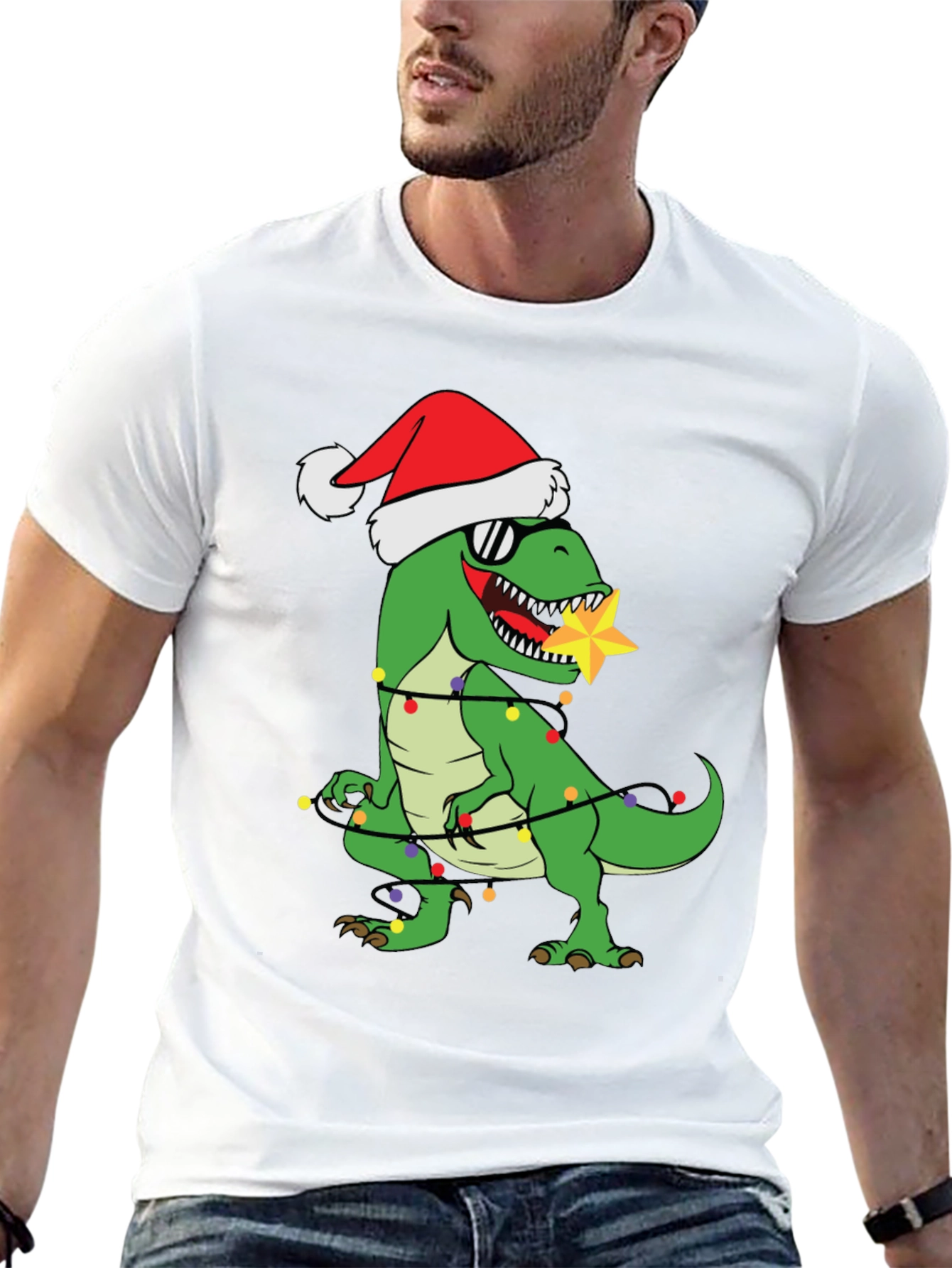 Festive Dinosaur Christmas T-Shirt