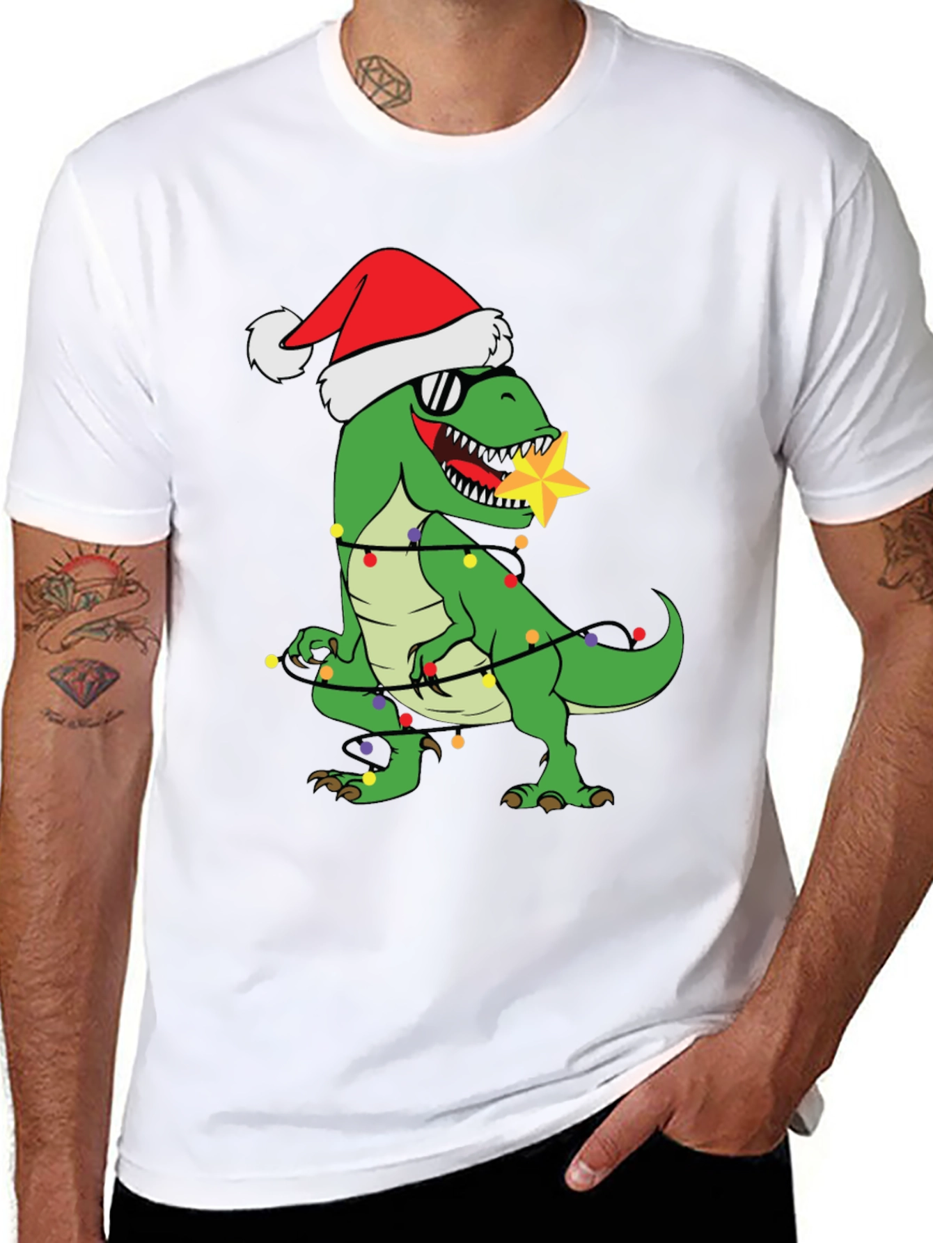 Festive Dinosaur Christmas T-Shirt