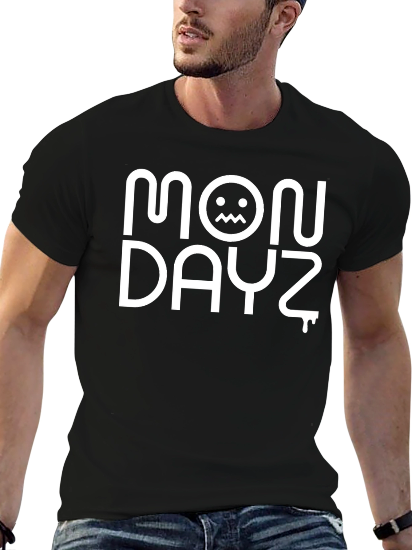 Mondayz Graphic Black T-Shirt Casual Wear
