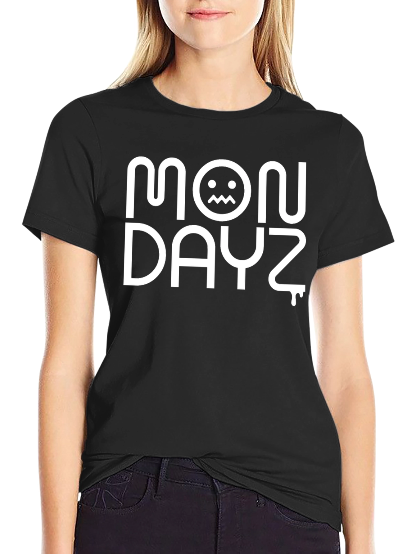 Mondayz Graphic Black T-Shirt Casual Wear