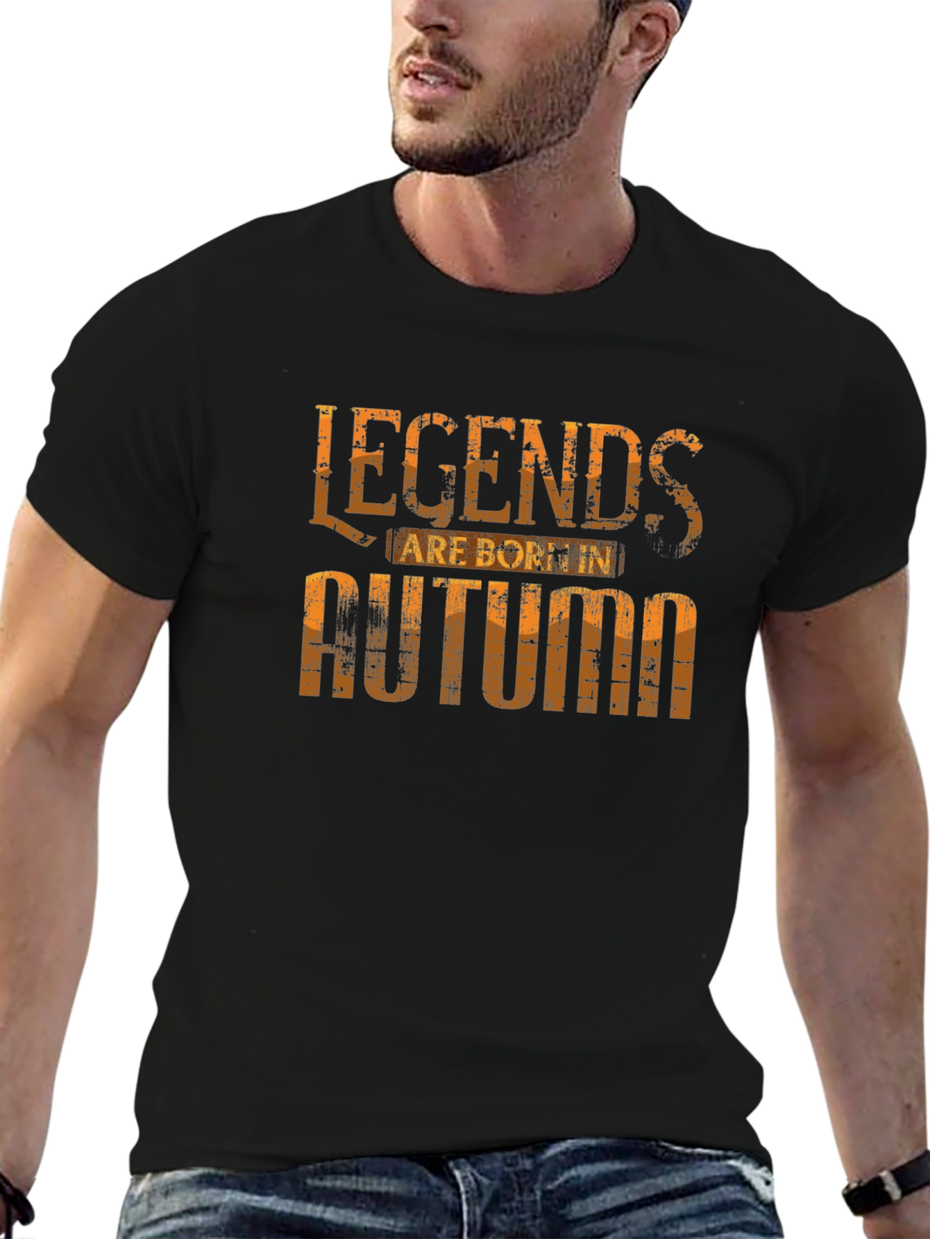 Legends Are Born In Autumn Mens Black T-Shirt