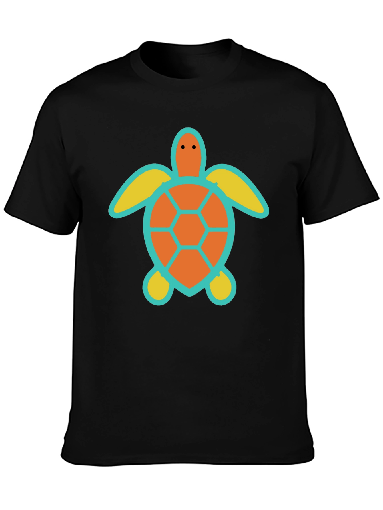 Turtle Graphic Tee - Black Cotton Casual Shirt