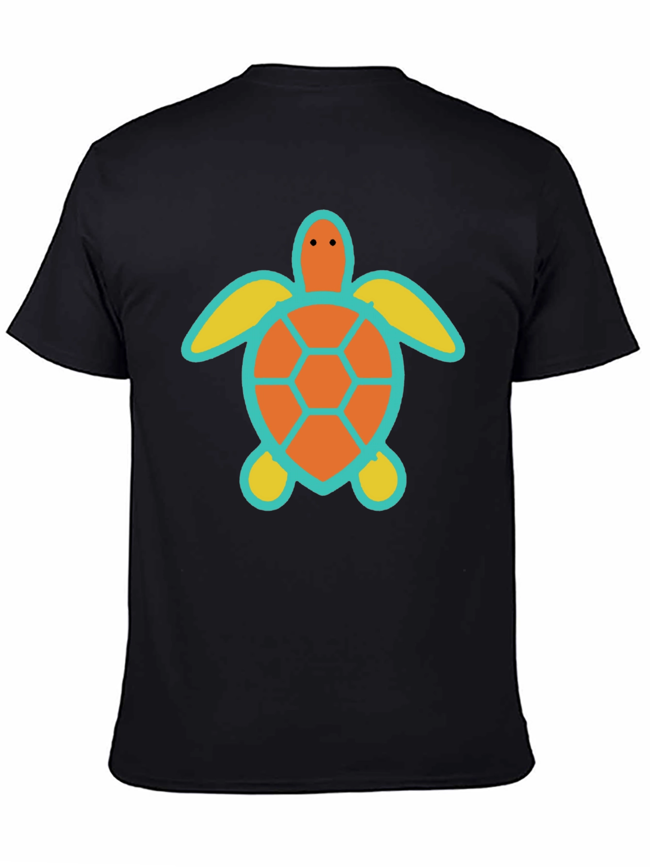 Turtle Graphic Tee - Black Cotton Casual Shirt