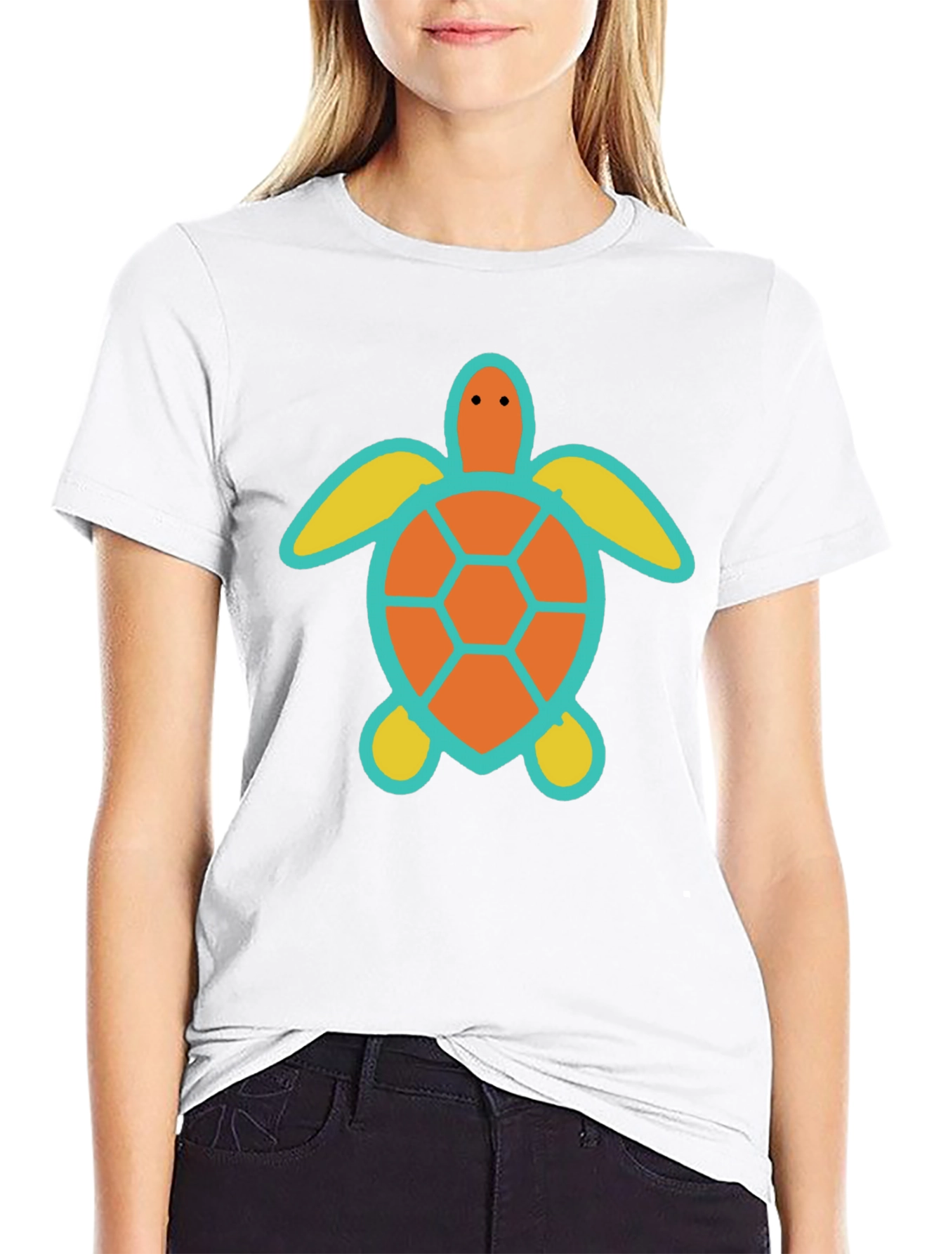 Turtle Graphic Tee - Black Cotton Casual Shirt