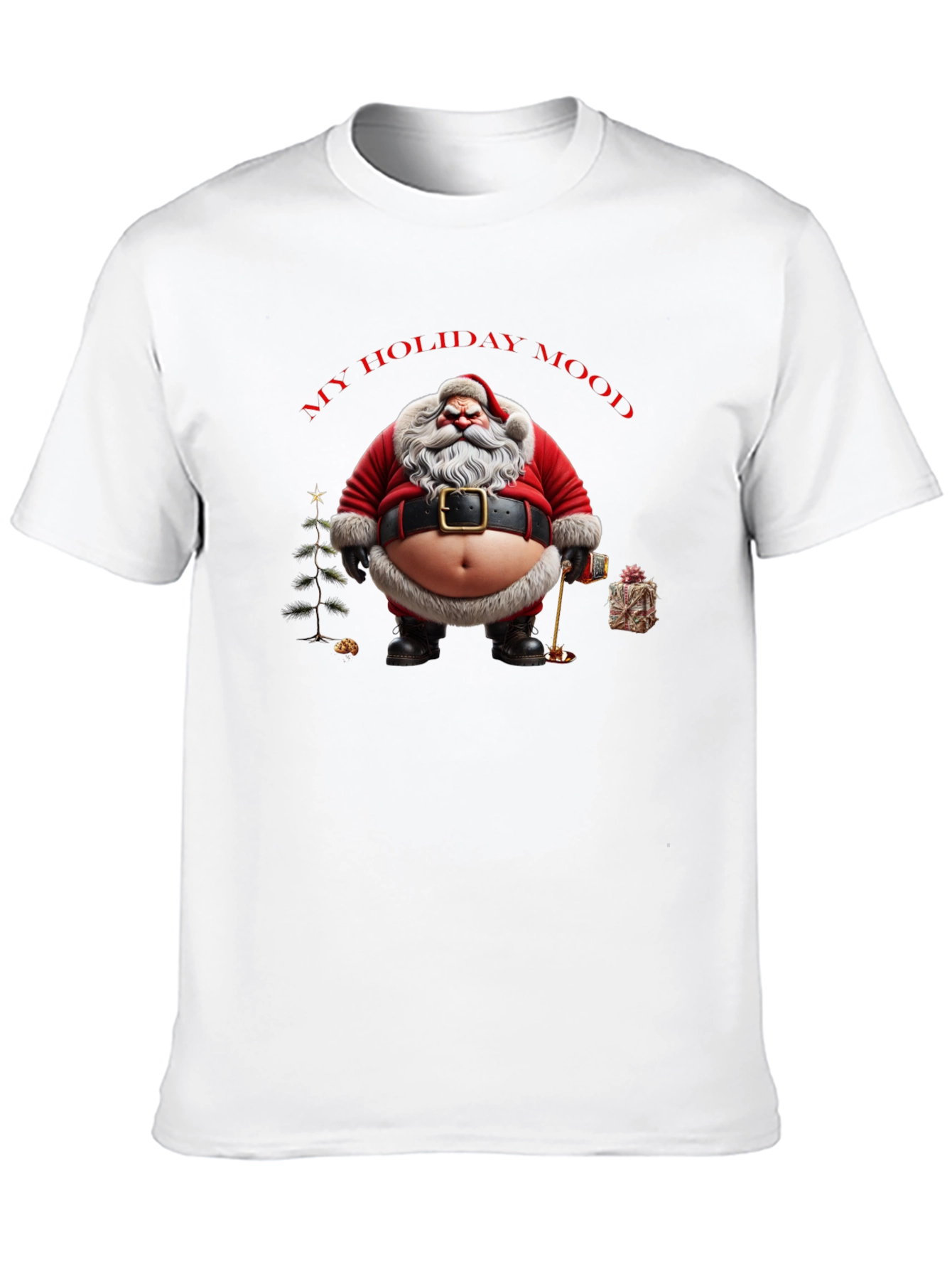 My Holiday Mood Santa T-Shirt - Black Graphic Tee