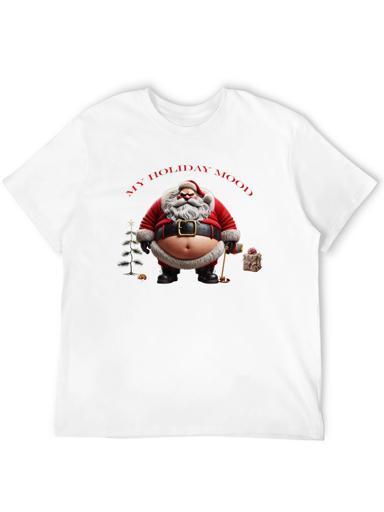 My Holiday Mood Santa T-Shirt - Black Graphic Tee