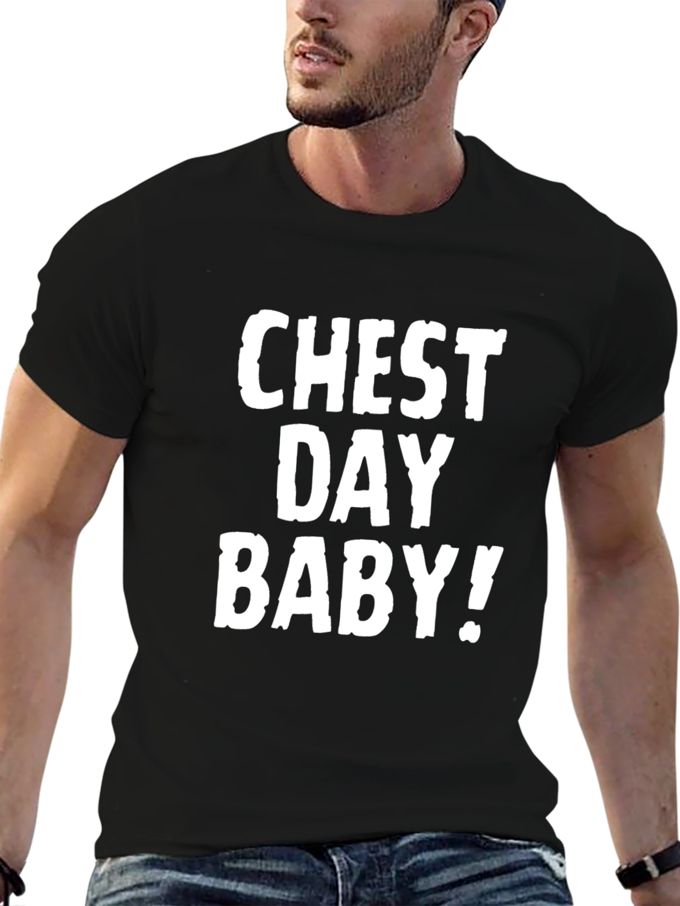 Chest Day Baby! Graphic T-Shirt - Black