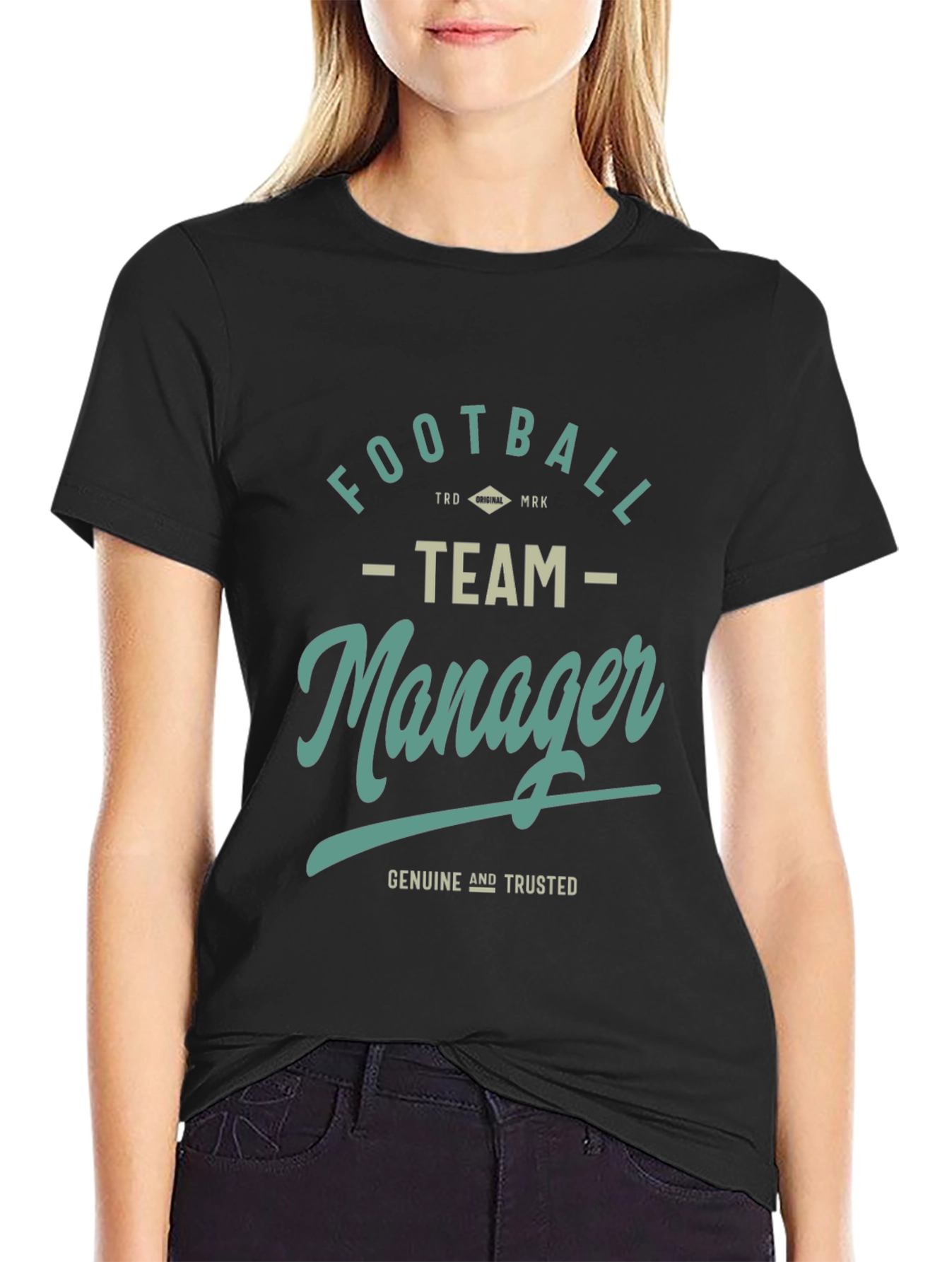 Football Team Manager Graphic Tee - Black Cotton T-Shirt