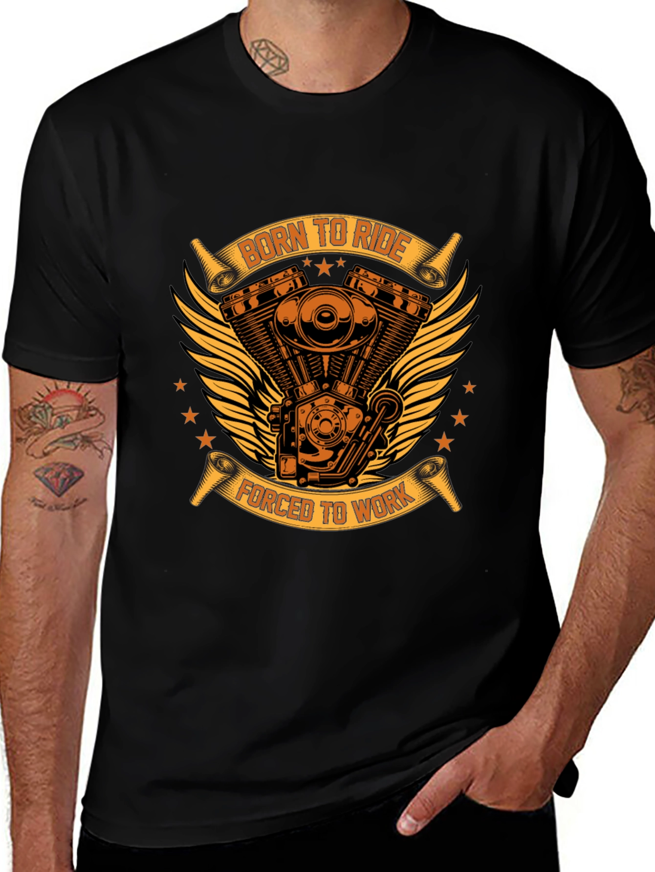 Born To Ride Biker T-Shirt - Black