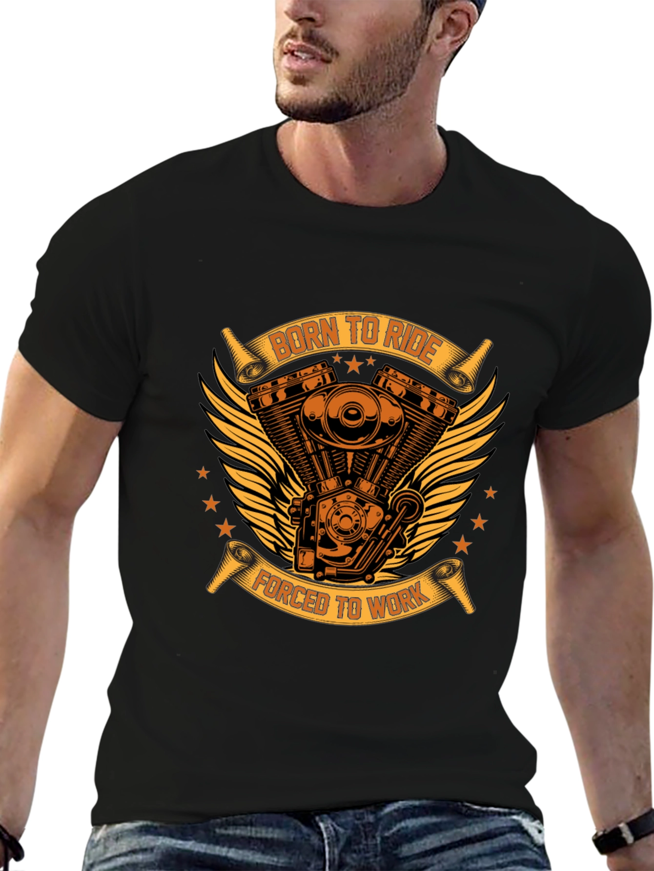 Born To Ride Biker T-Shirt - Black