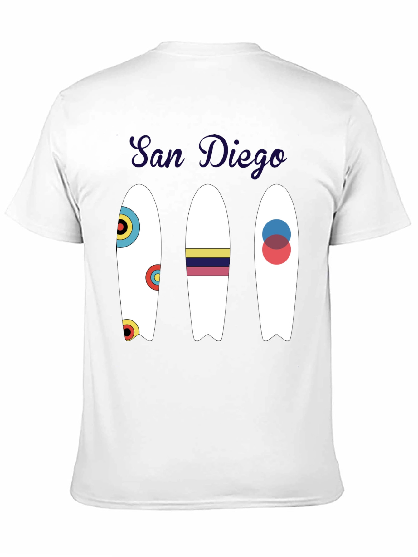 San Diego Surfboard Graphic Tee - Black Cotton T-Shirt