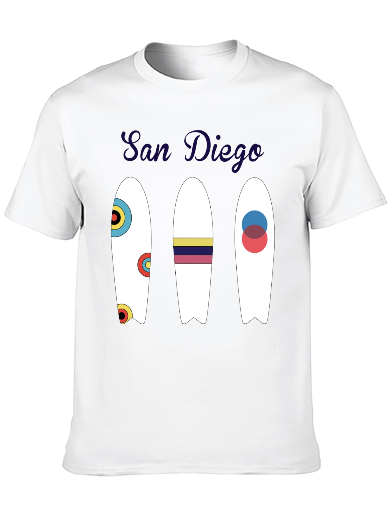 San Diego Surfboard Graphic Tee - Black Cotton T-Shirt