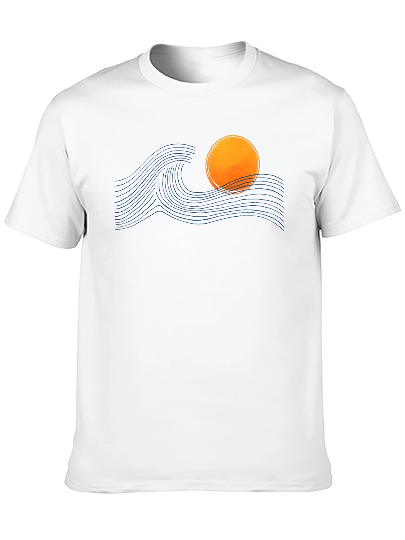 Sunset Wave Graphic Tee - Soft Black Cotton T-Shirt
