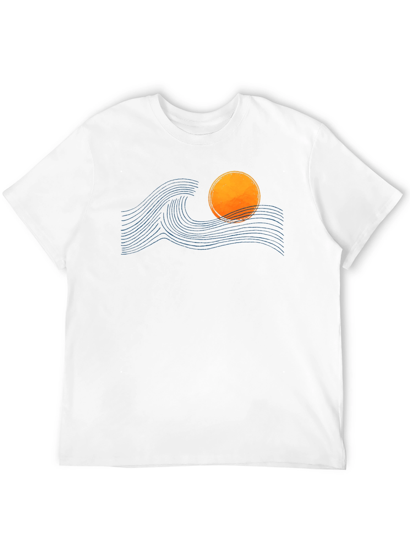 Sunset Wave Graphic Tee - Soft Black Cotton T-Shirt