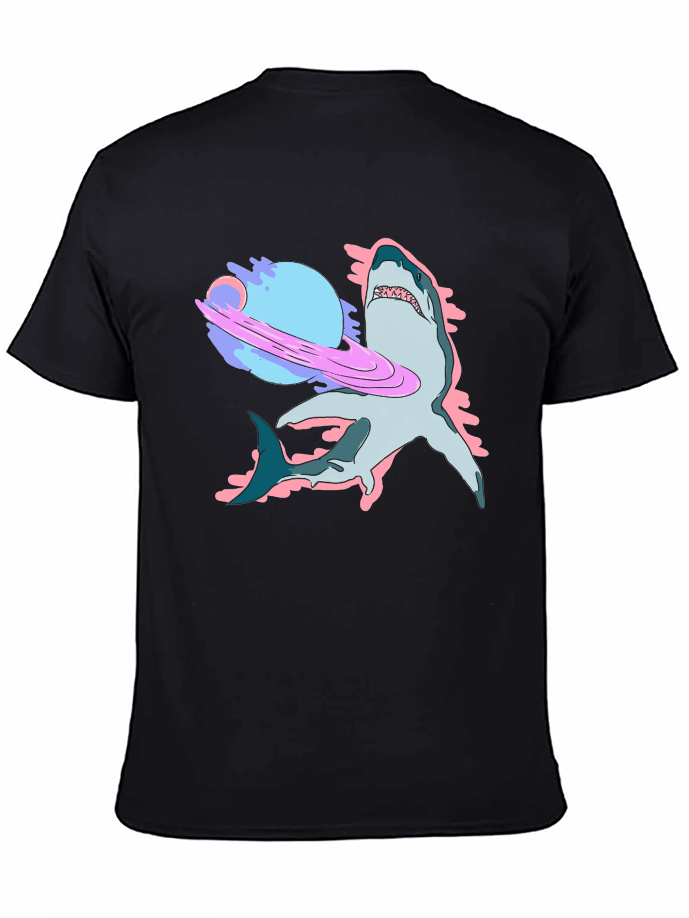 Space Shark Graphic Tee - Cool Black T-Shirt