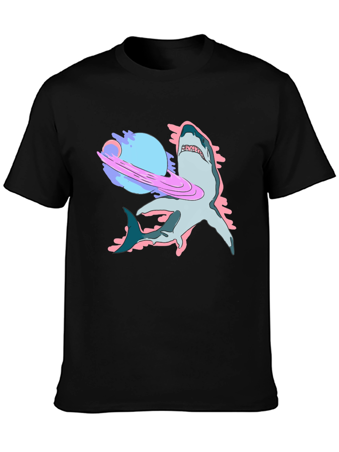 Space Shark Graphic Tee - Cool Black T-Shirt