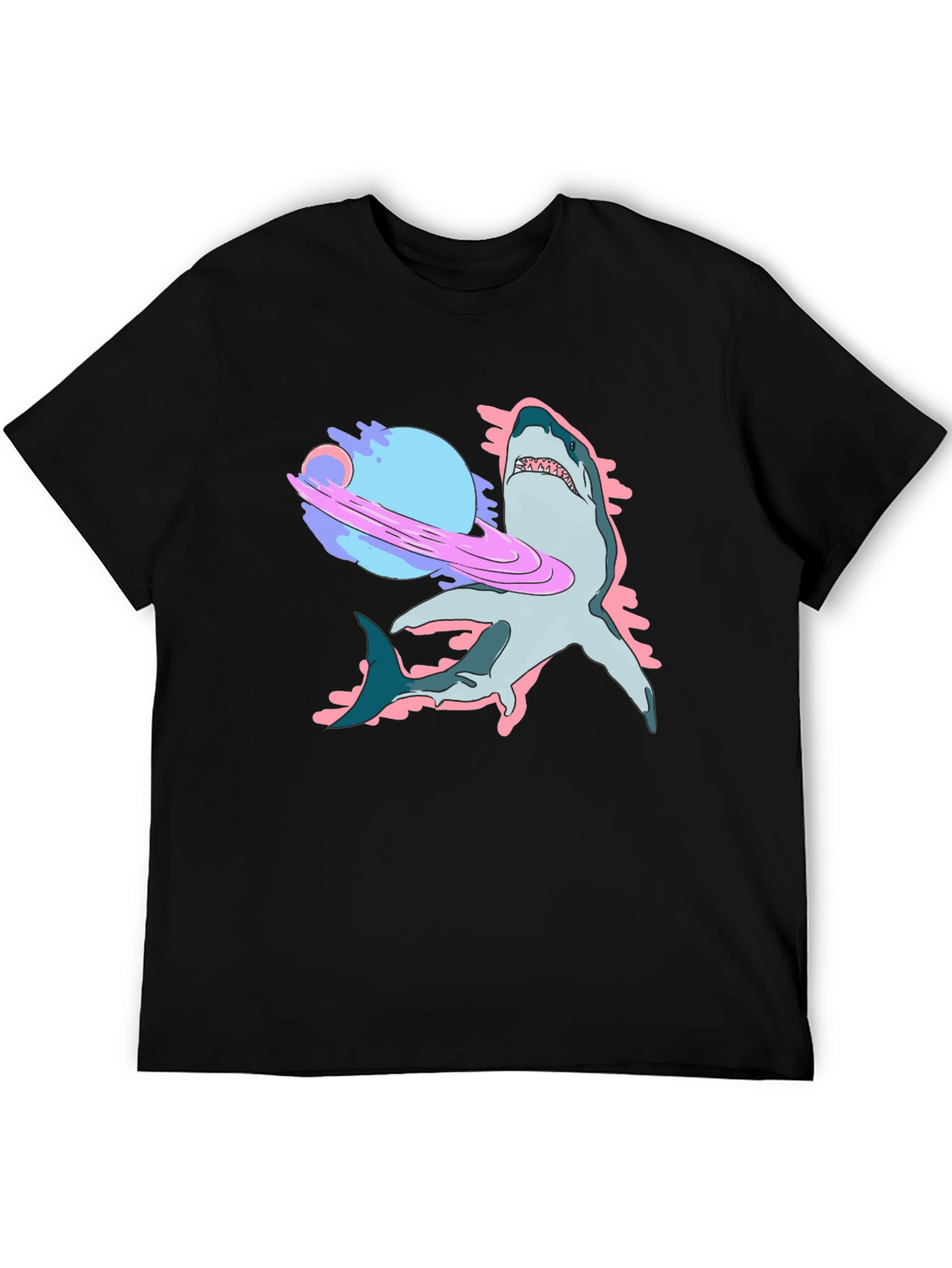 Space Shark Graphic Tee - Cool Black T-Shirt