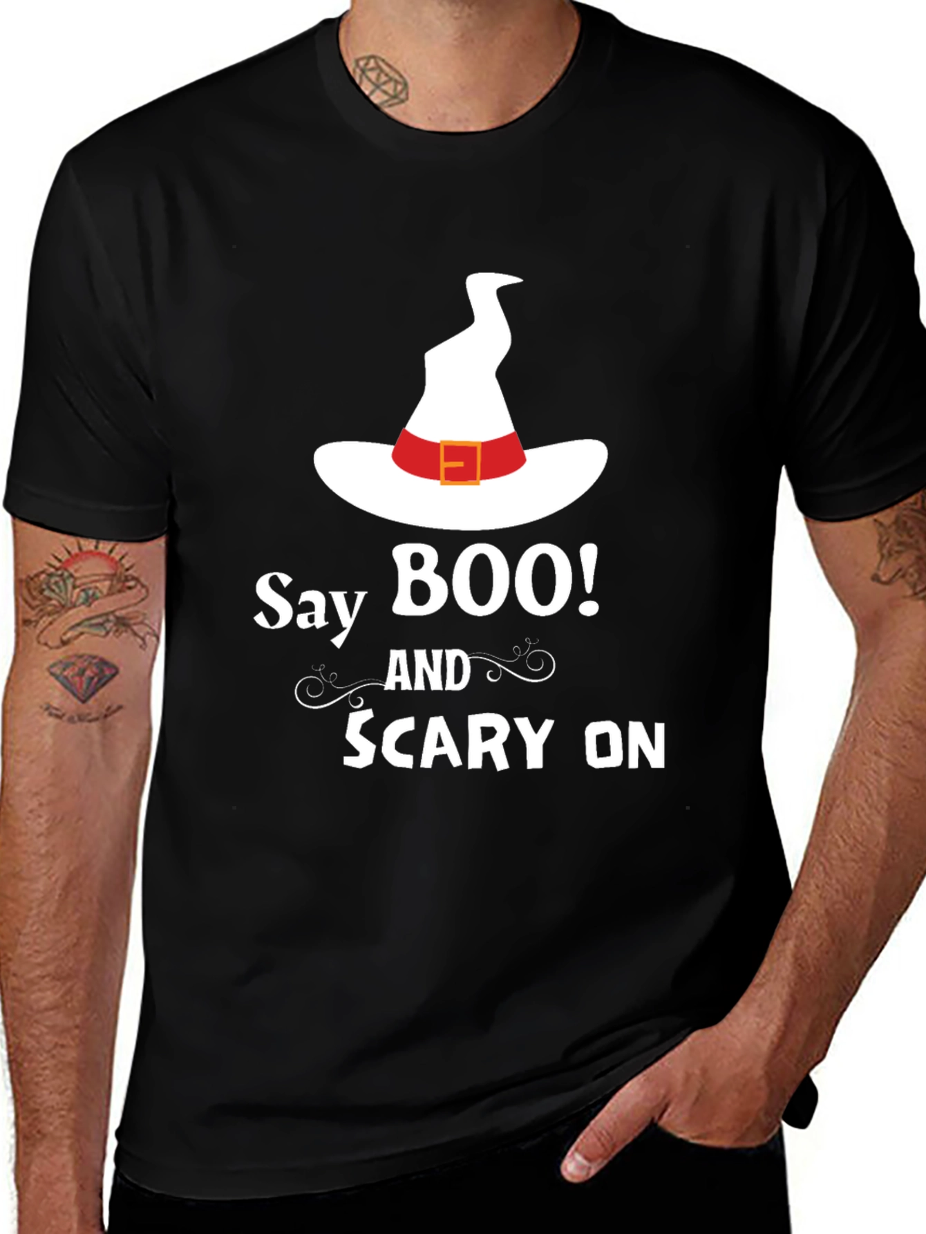 Say Boo! Black Halloween T-Shirt