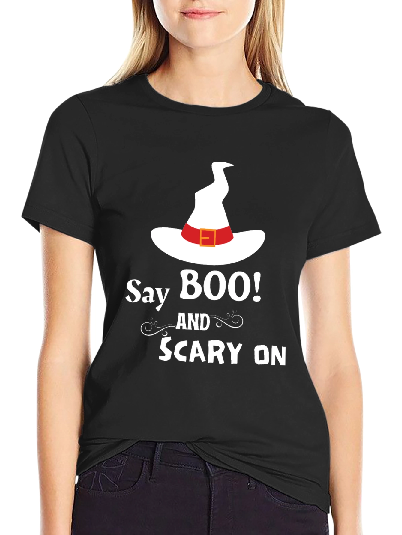 Say Boo! Black Halloween T-Shirt