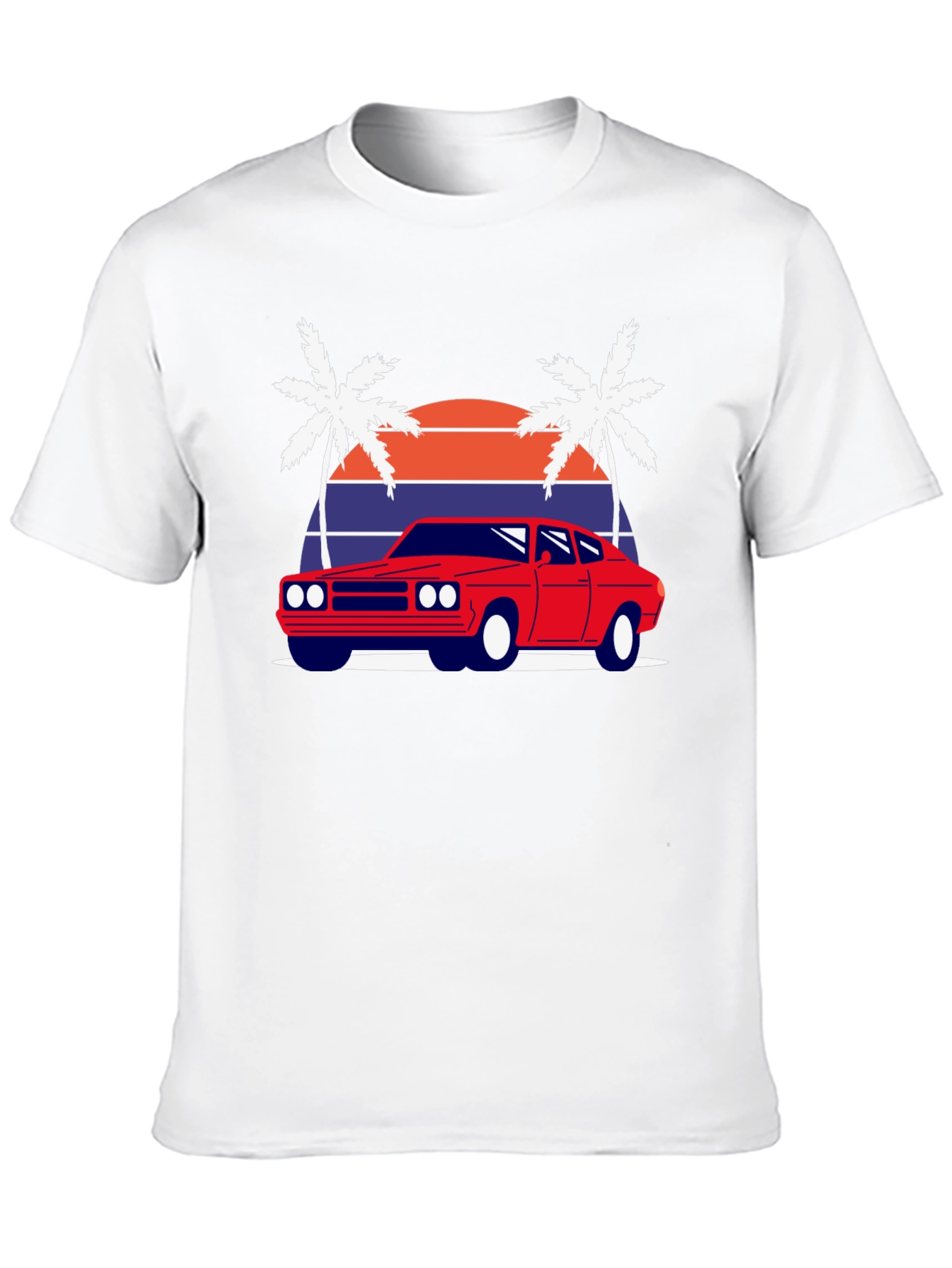 Retro Sunset Car Graphic Tee - Classic Style