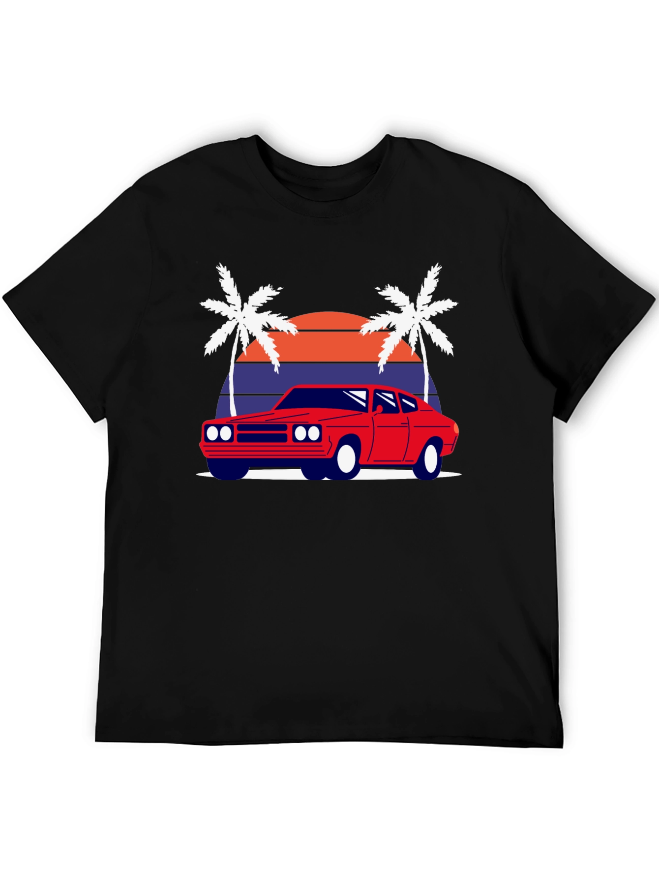 Retro Sunset Car Graphic Tee - Classic Style