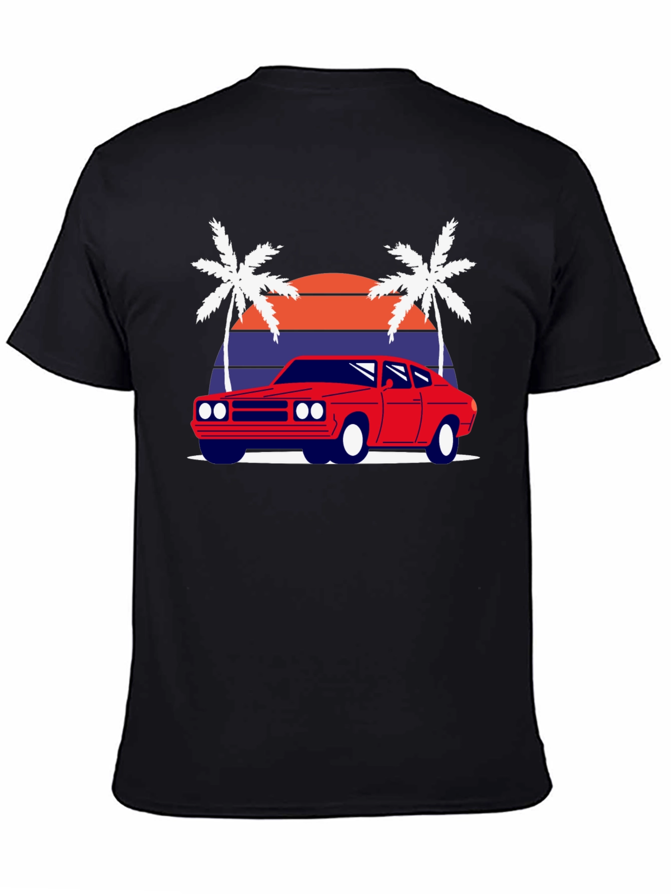 Retro Sunset Car Graphic Tee - Classic Style