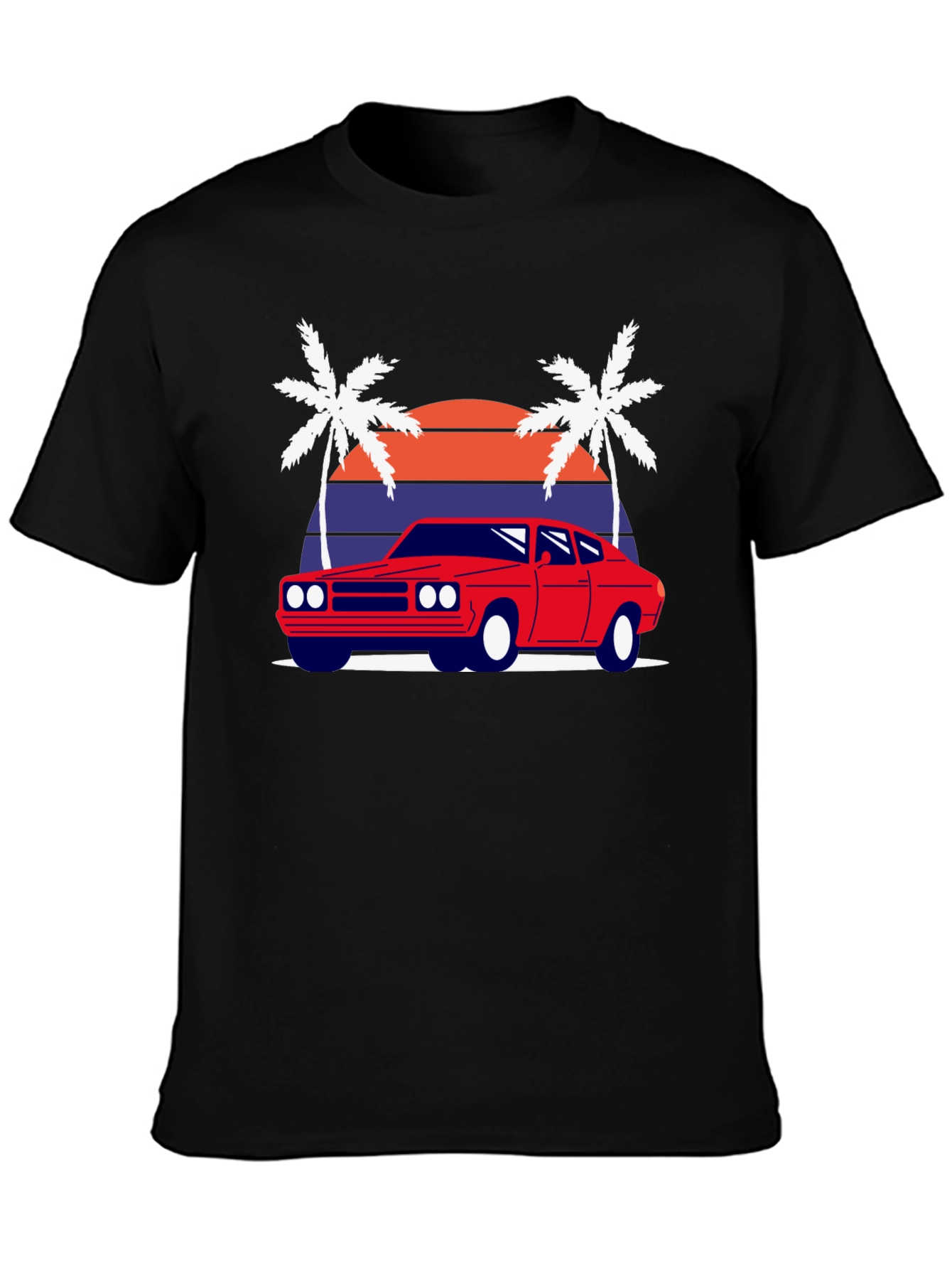 Retro Sunset Car Graphic Tee - Classic Style