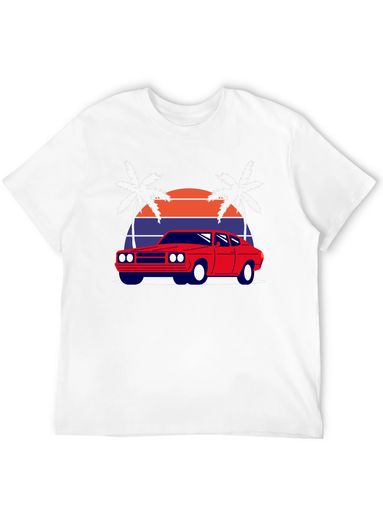 Retro Sunset Car Graphic Tee - Classic Style