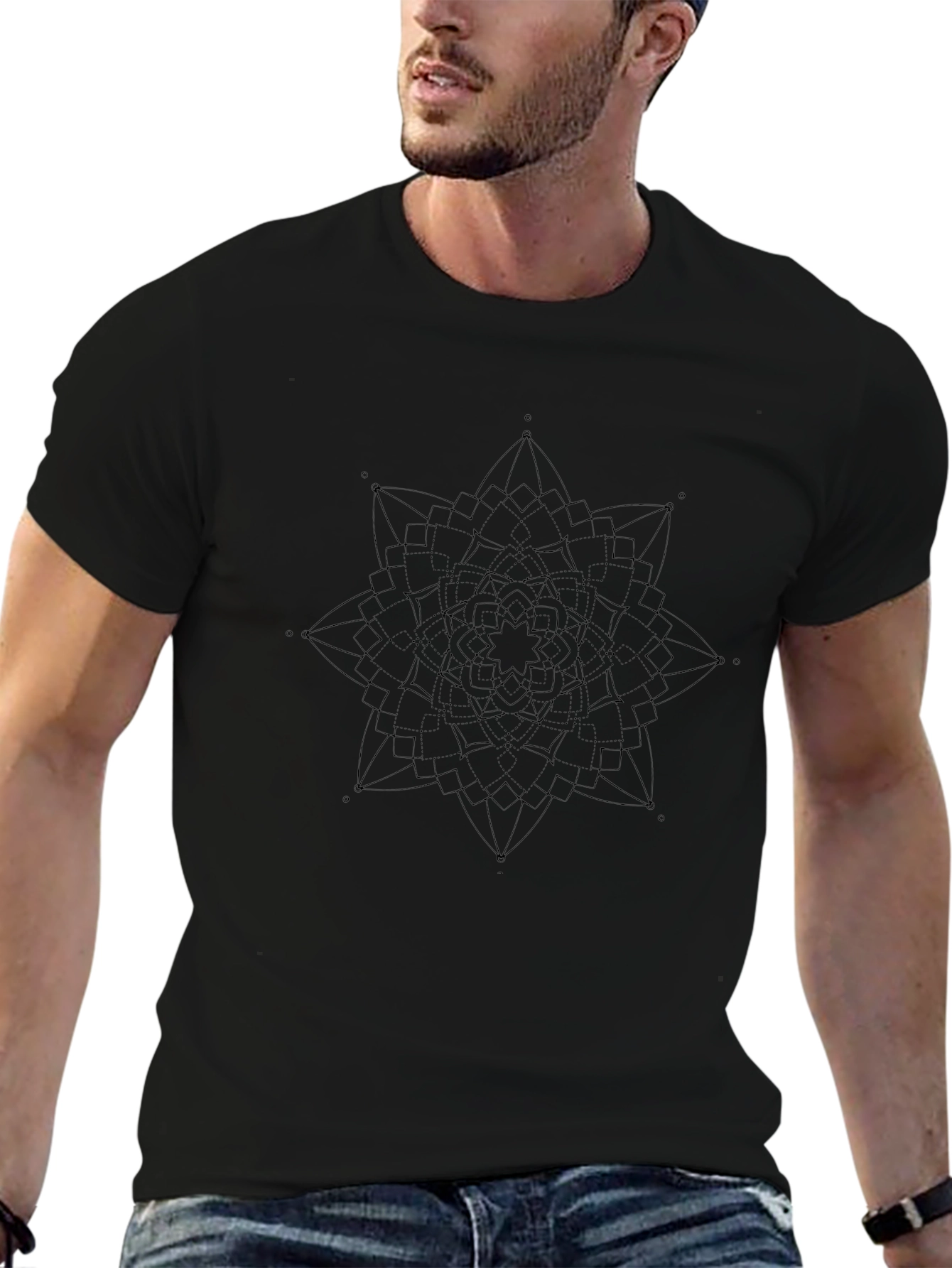 Geometric Mandala Black T-Shirt - Stylish Casual Wear