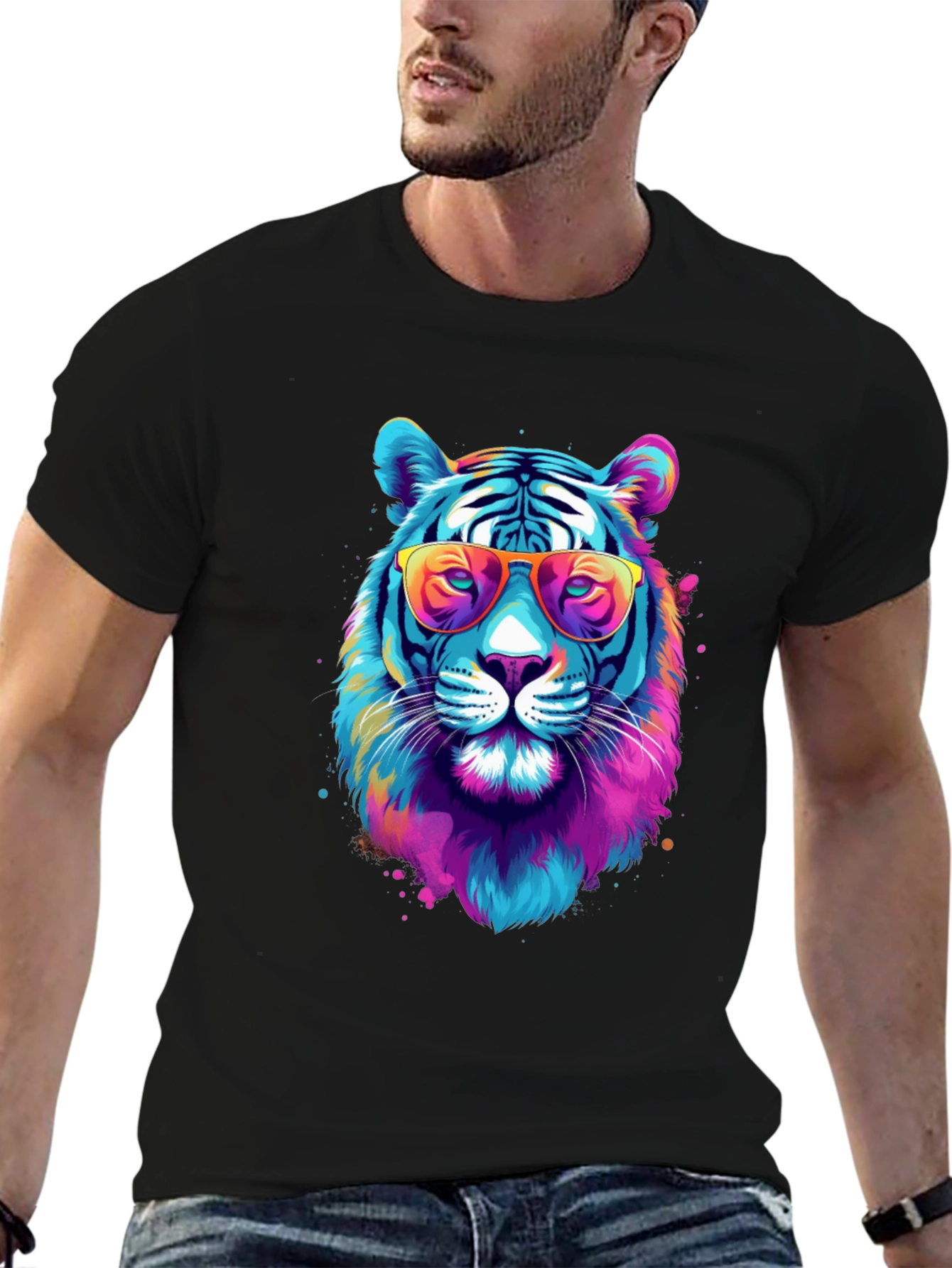 Cool Tiger Graphic Tee - Black Unisex T-Shirt