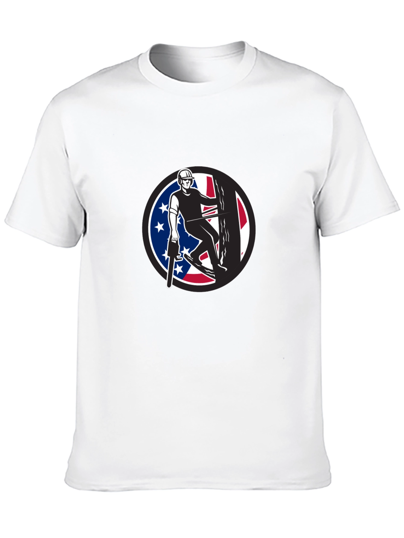 Arborist Tee: Tree Surgeon with American Flag Design