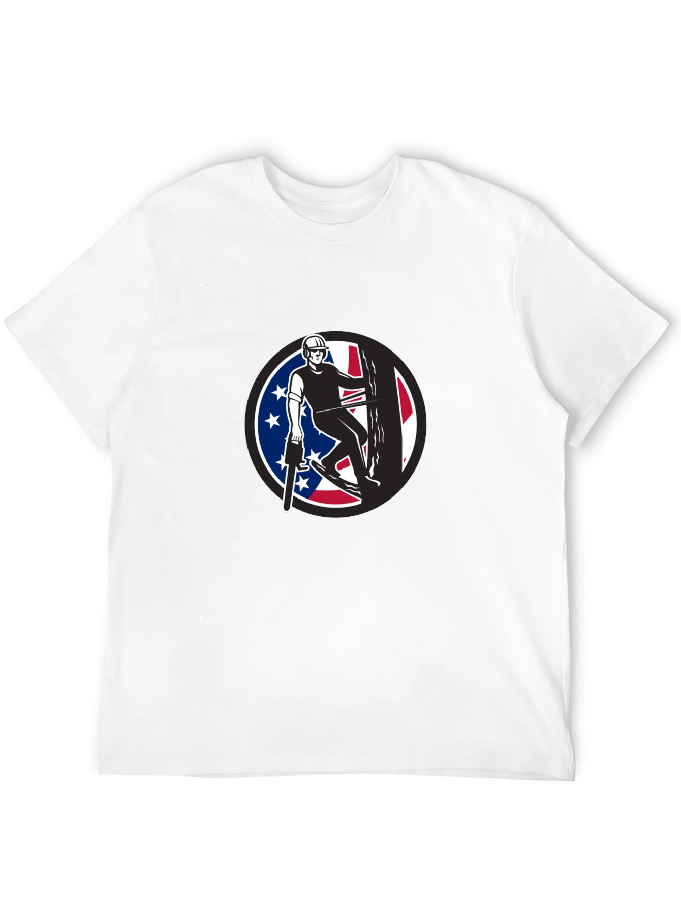 Arborist Tee: Tree Surgeon with American Flag Design