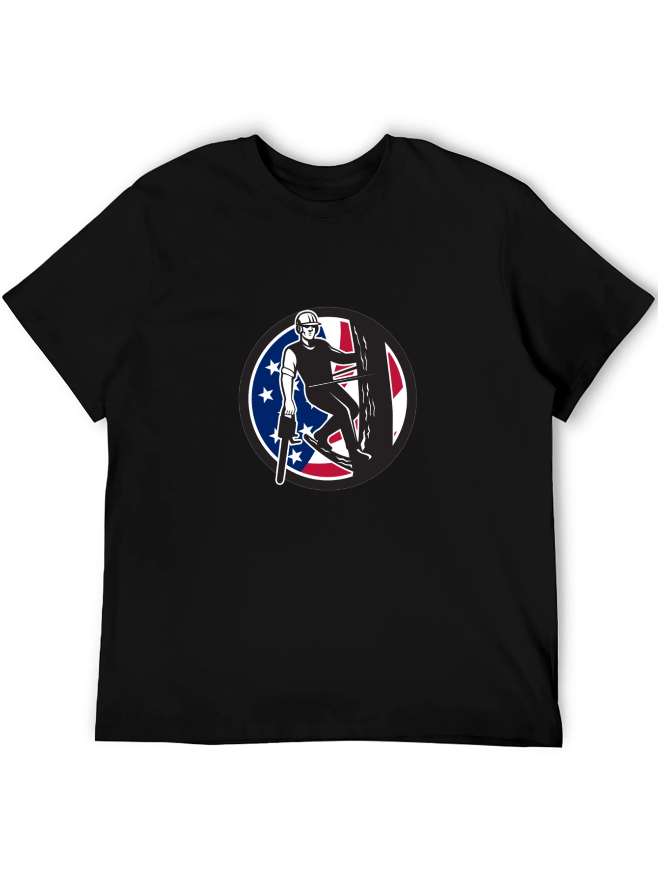 Arborist Tee: Tree Surgeon with American Flag Design