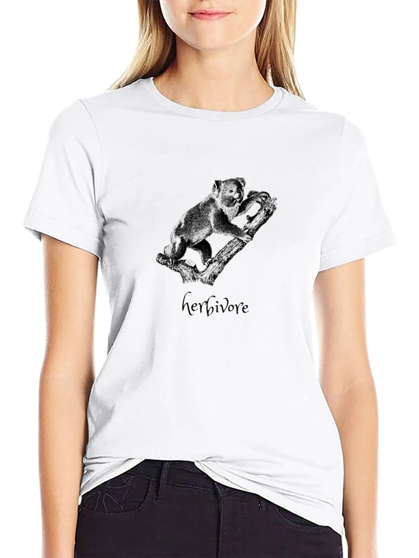 Koala Herbivore Graphic Black T-Shirt