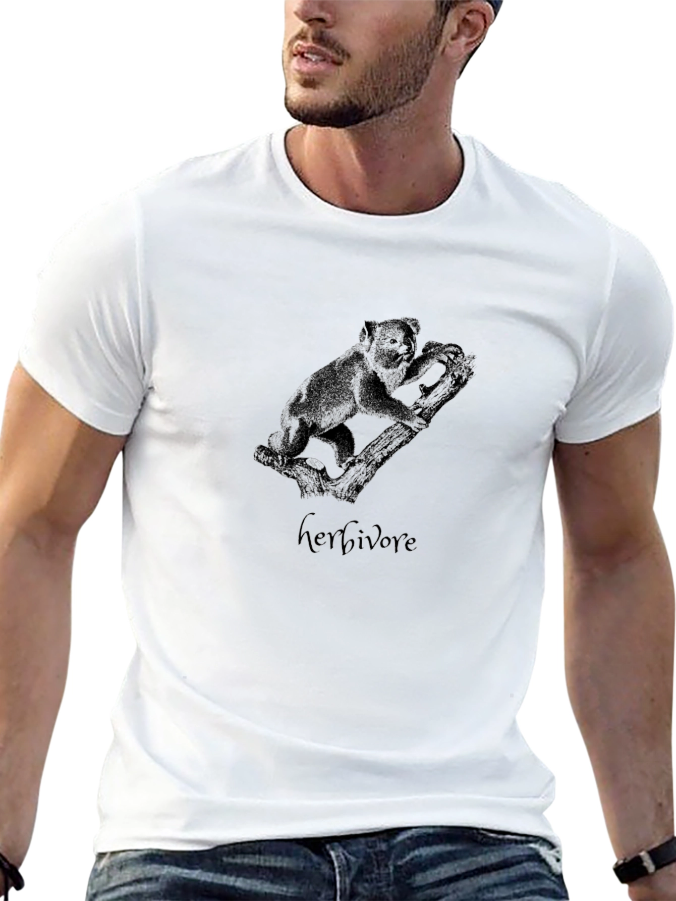 Koala Herbivore Graphic Black T-Shirt