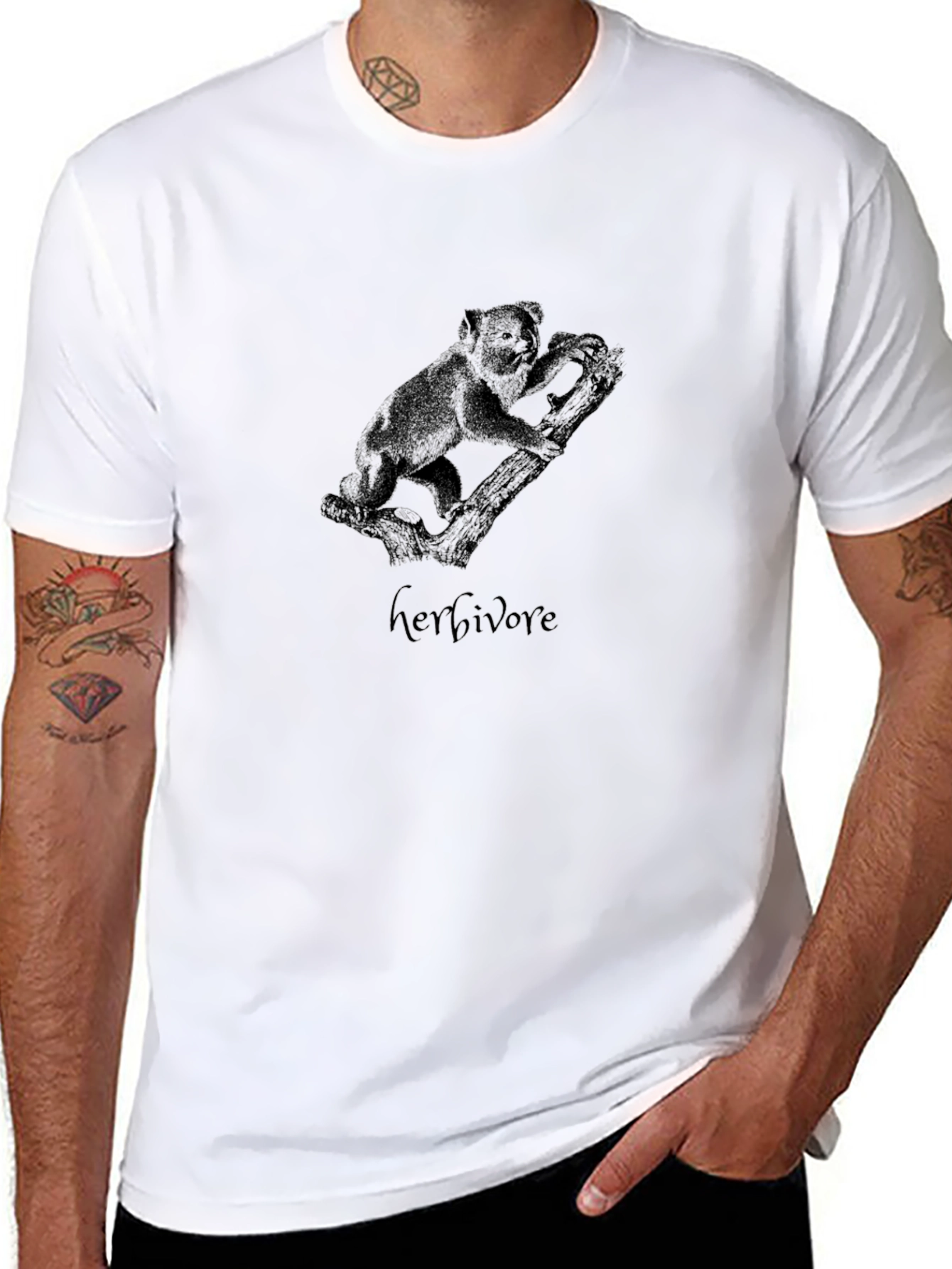 Koala Herbivore Graphic Black T-Shirt