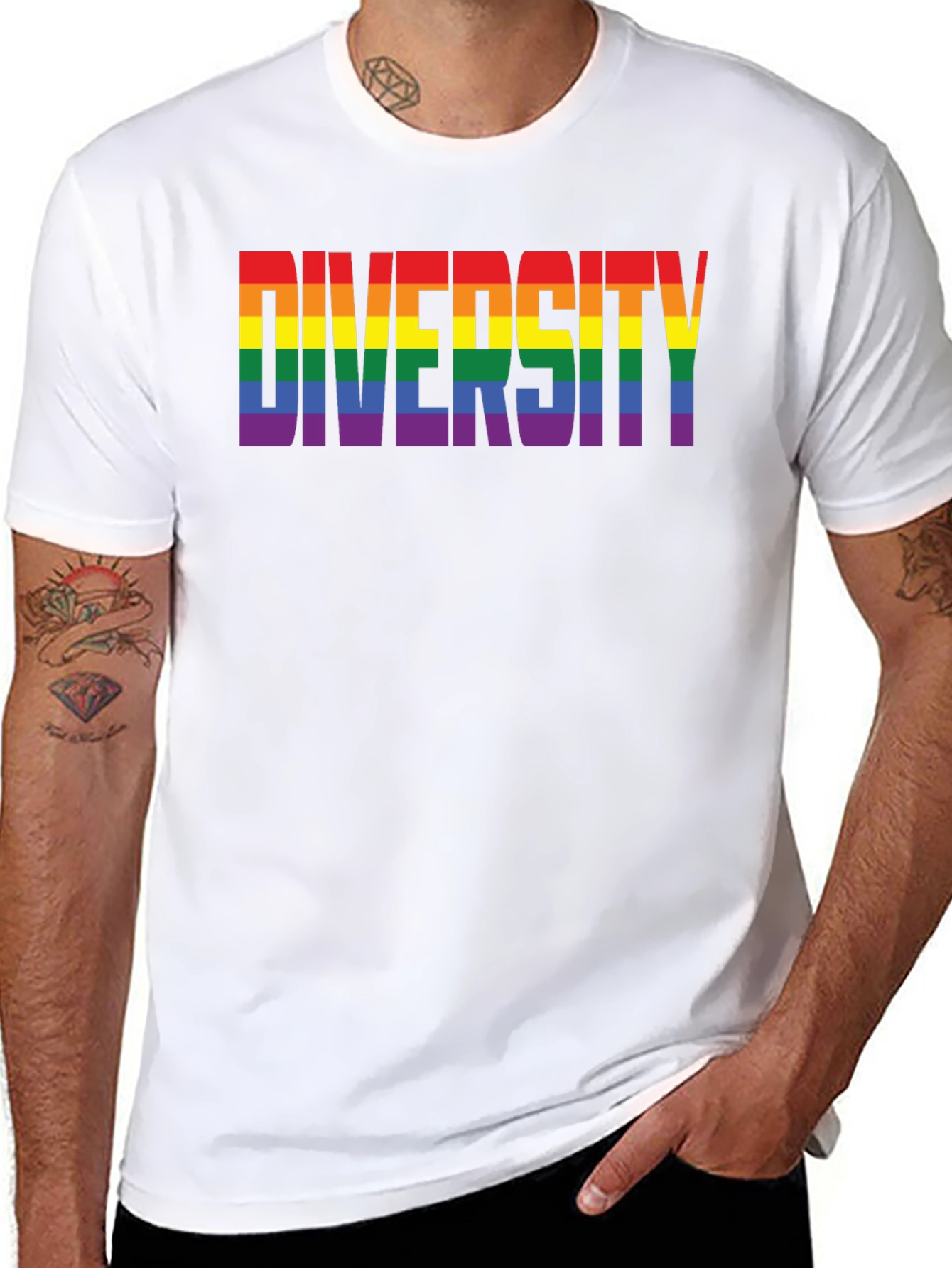 Diversity Rainbow Graphic Black Tee