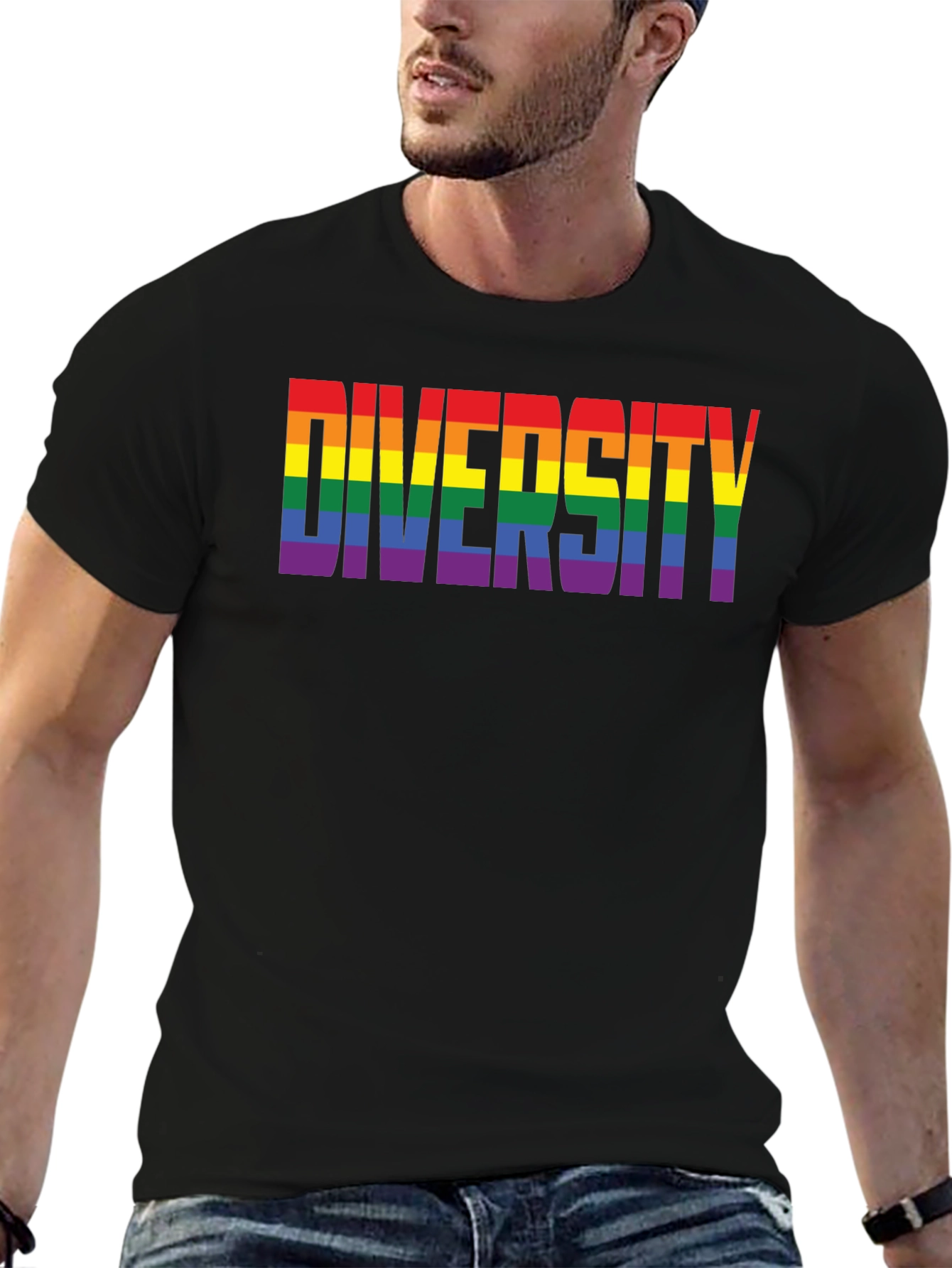 Diversity Rainbow Graphic Black Tee