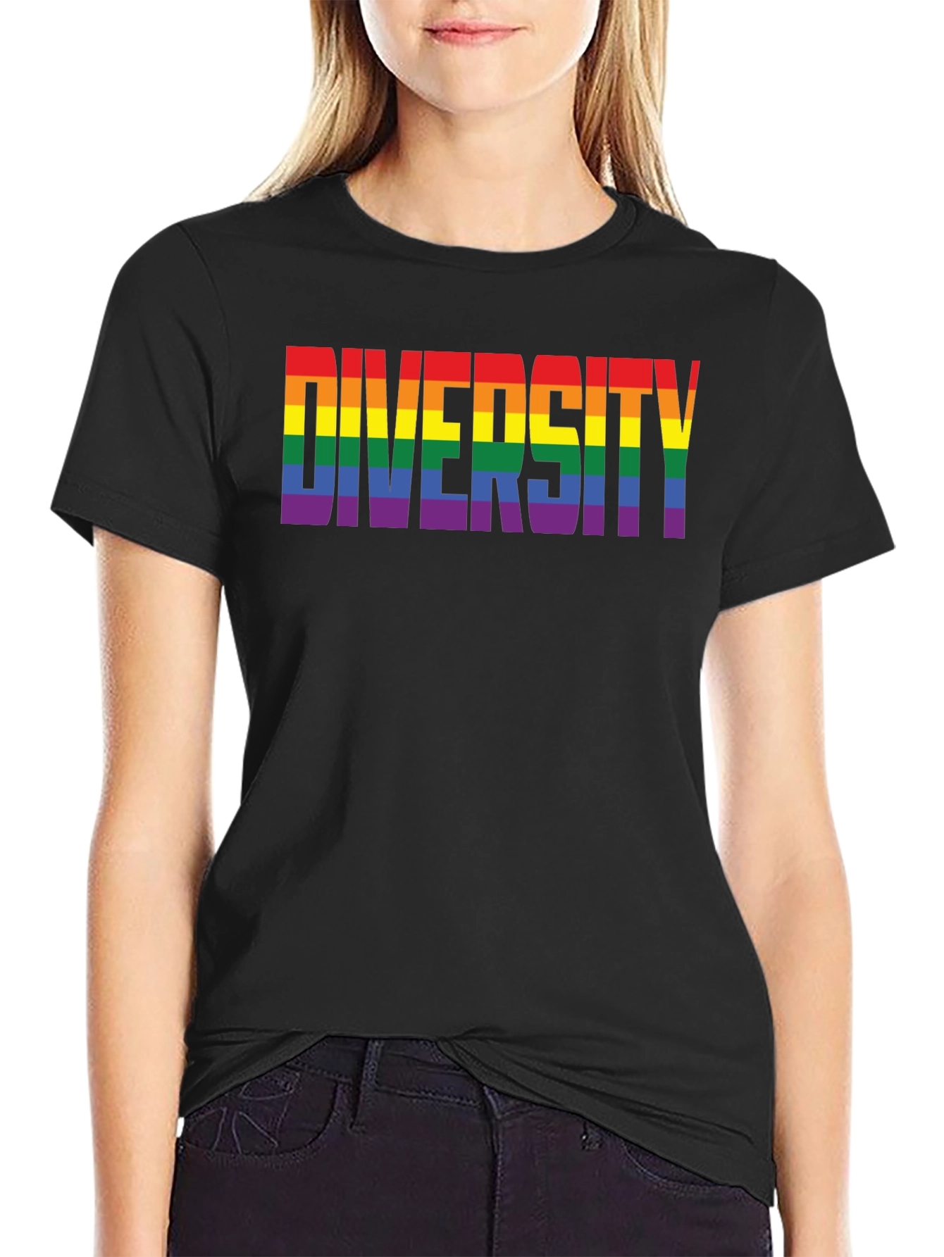 Diversity Rainbow Graphic Black Tee