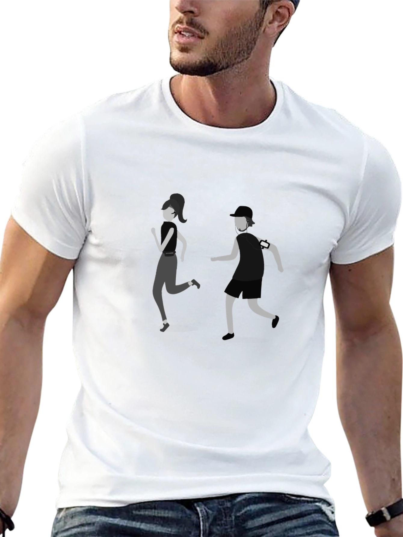 Running Couple Graphic T-Shirt - Comfortable Casual Wear