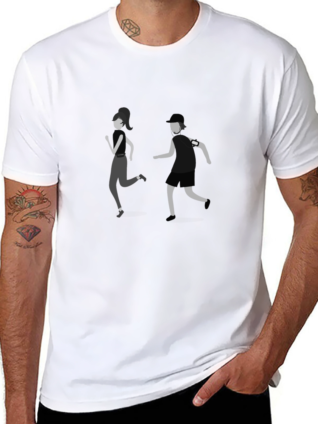 Running Couple Graphic T-Shirt - Comfortable Casual Wear