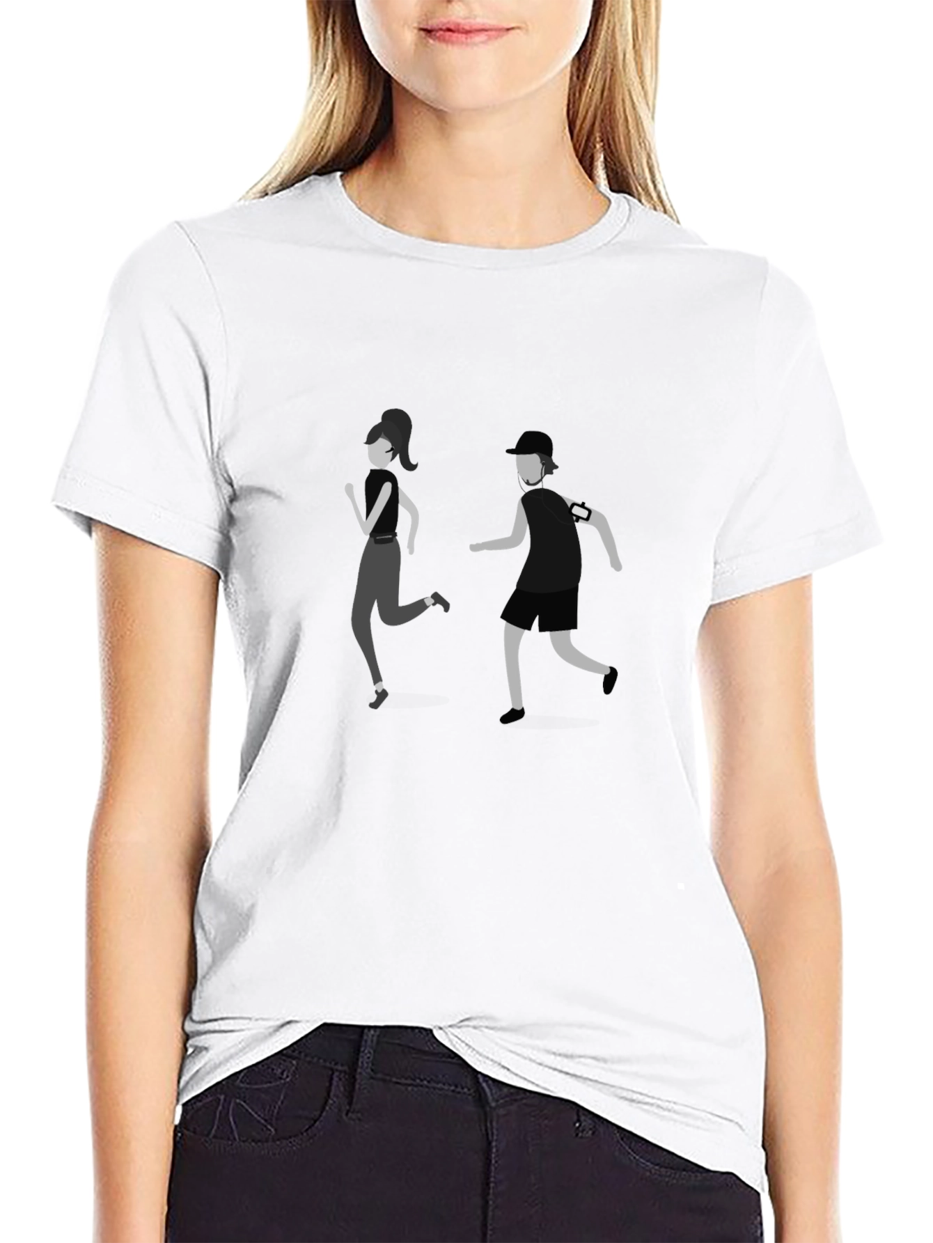 Running Couple Graphic T-Shirt - Comfortable Casual Wear