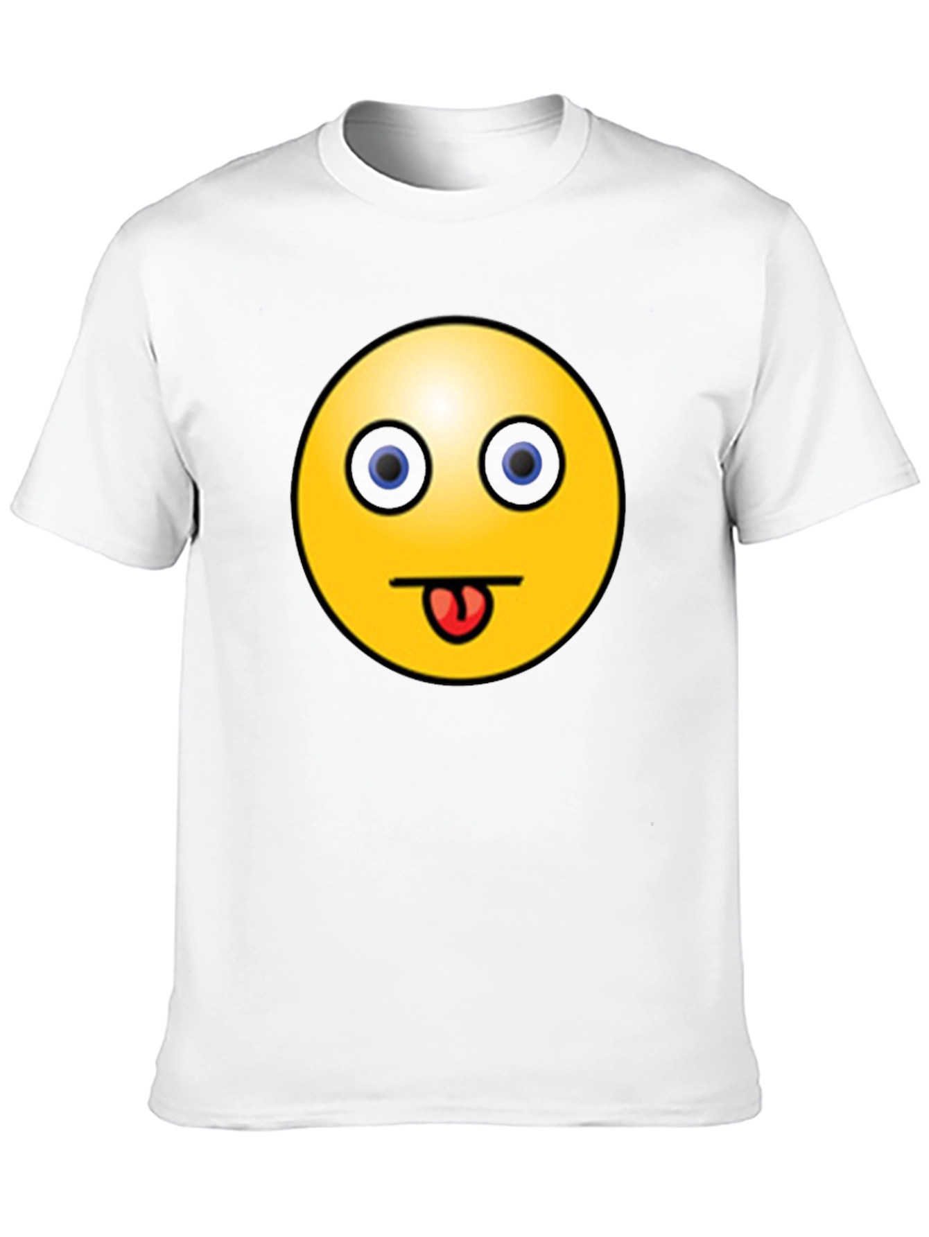 Funny Emoji Graphic Black T-Shirt - Tongue Out Smiley
